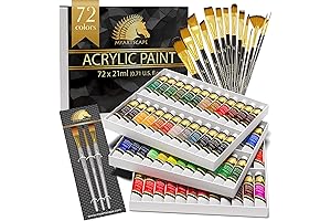 Artist Quality Painting Set: myartscape 72 Acrylic Paint Tubes + 3 Brushes