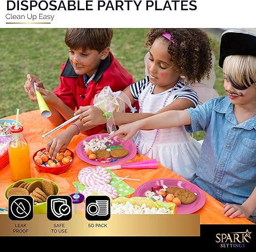 Miniatura 5 de Platos desechables brillantes rosados para cena, 10.4 pulgadas, fuertes y resistentes para fiesta, picnic, viaje - Paquete de 50
