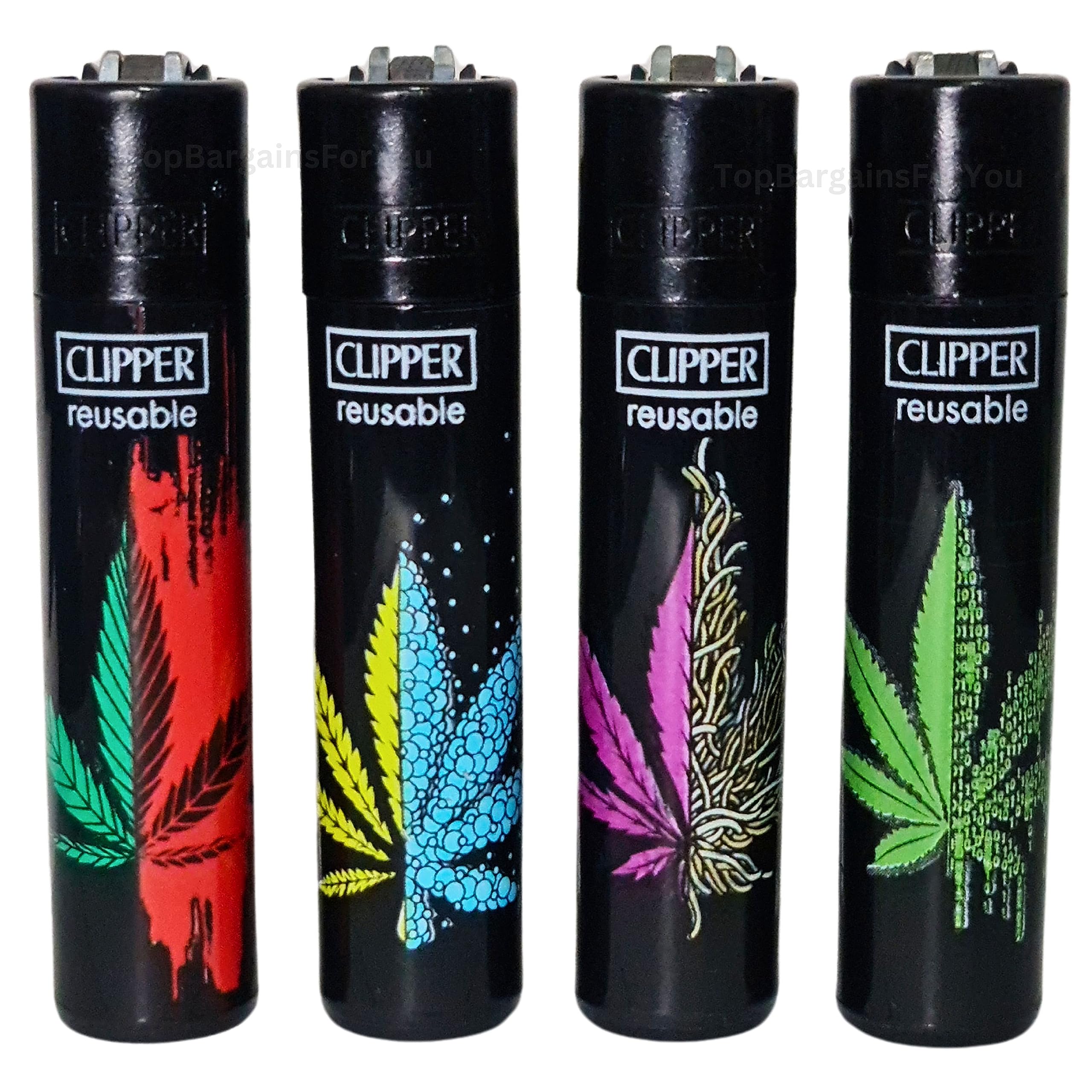 4 x Clipper Lighter Set Gas Refillable Windproof Lighters Standarad Size Replaceable Flint Rare Limited Edition (Planet Flowers 1) — view 4
