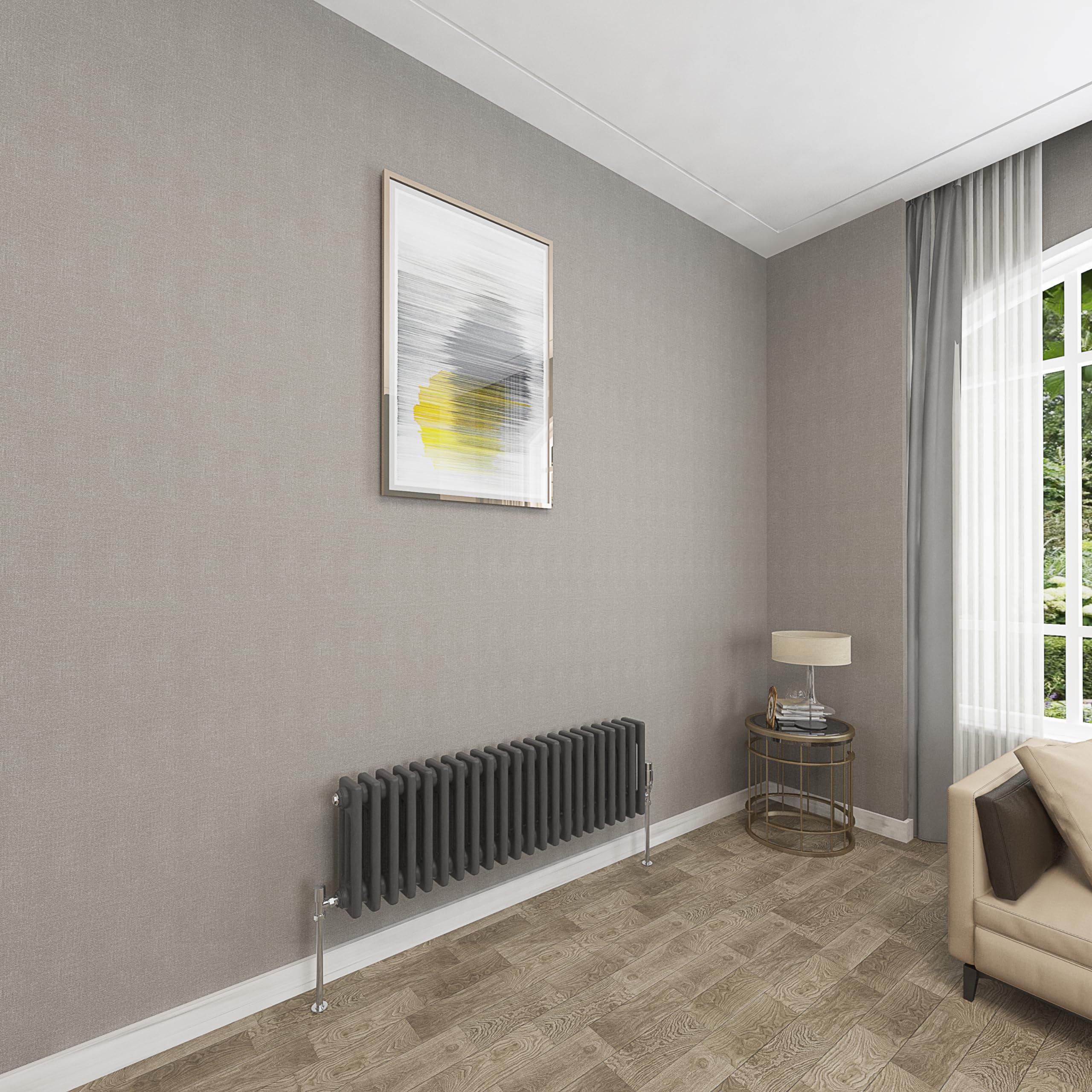 Sky Bathroom Anthracite 300X1010mm 3 Column Radiator Horizontal Cast Iron Radiato Traditional Central Heating Radiator