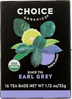 Choice Organics - Organic Earl Grey Tea (1 Pack) - With Bergamot - Fair Trade - Compostable - Contains Caffeine - 16 Organic Black Tea Bags