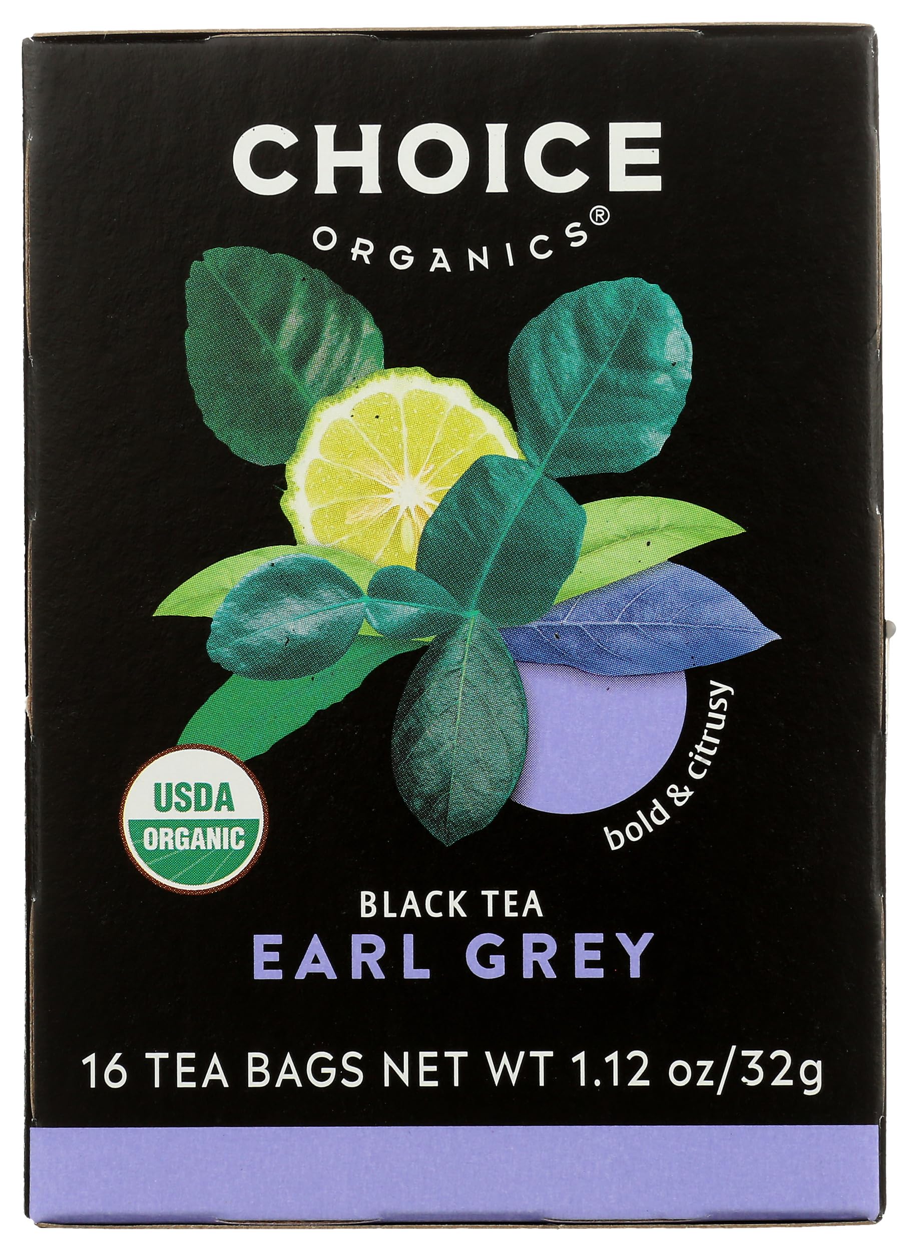 Choice Organics - Organic Earl Grey Tea (1 Pack) - With Bergamot - Fair Trade - Compostable - Contains Caffeine - 16 Organic Black Tea Bags