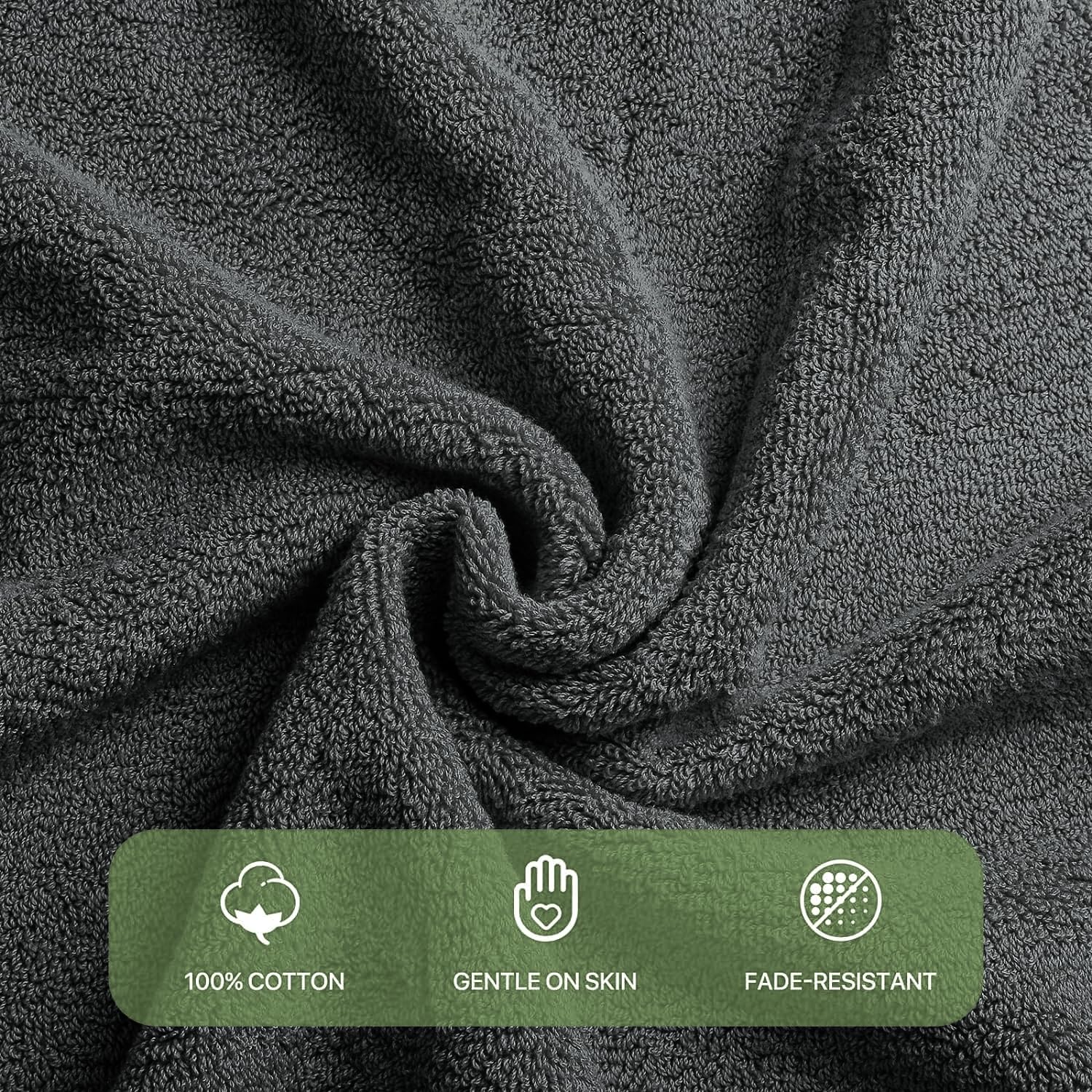 TEXTILESY Pack of 2 Large Bath Sheet Towel Set- 75 x 150 cm-500 cm-100% Cotton Bath Sheet Towels Quick Dry & Absorbent (Cotton, Charcoal Grey) - Image 4
