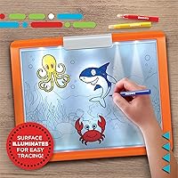 Vista 2 de Discovery LED Tracing Tablet, 26-Piece Set with Washable Markers, Tracing & Template Sheets, Battery Powered Doodle Activity Lightboard, Kids