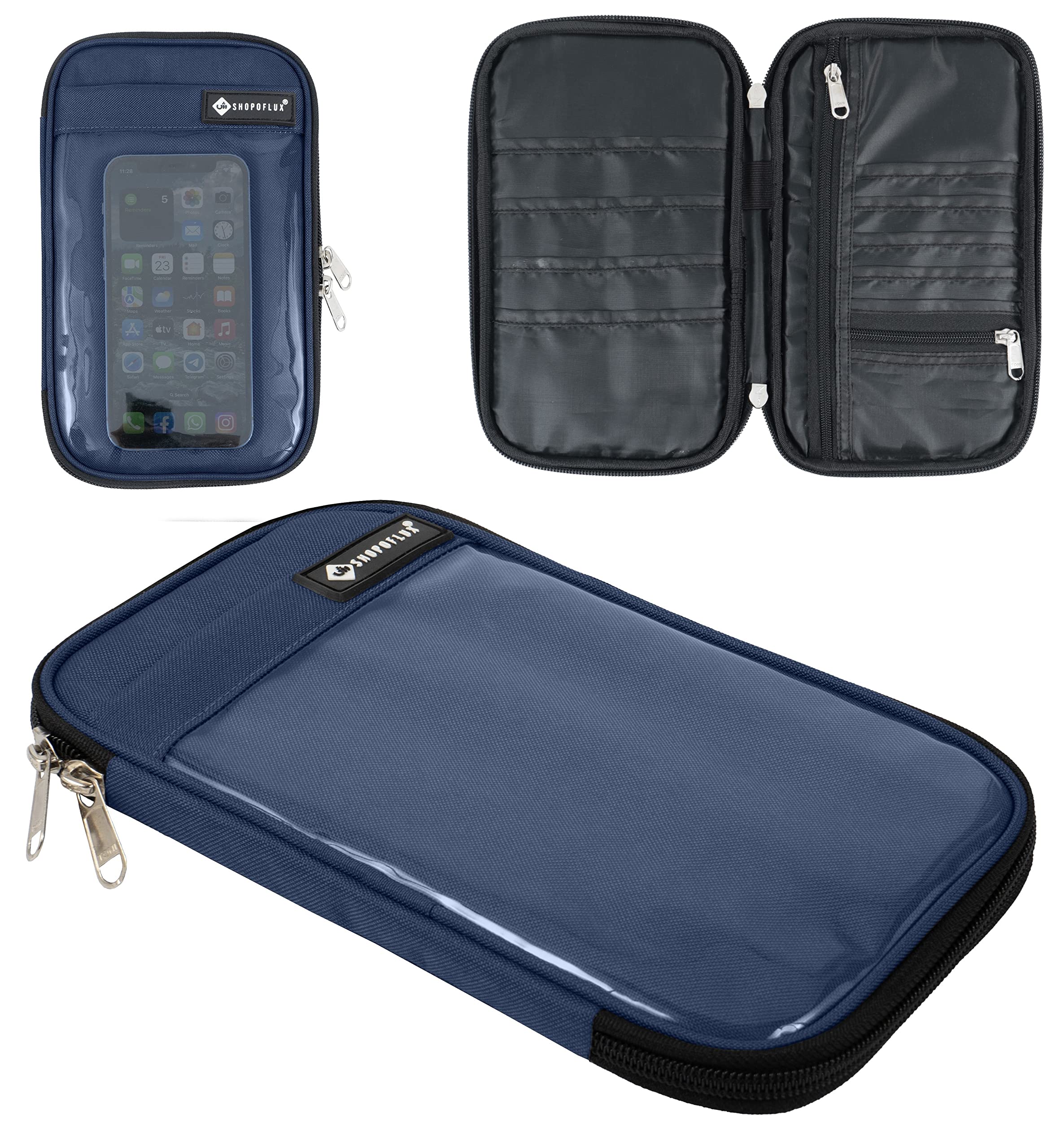 Polyester Travel Passport Cover Organizer With Mobile Holder And Hand Strap For Men And Women (Blue)-image-32
