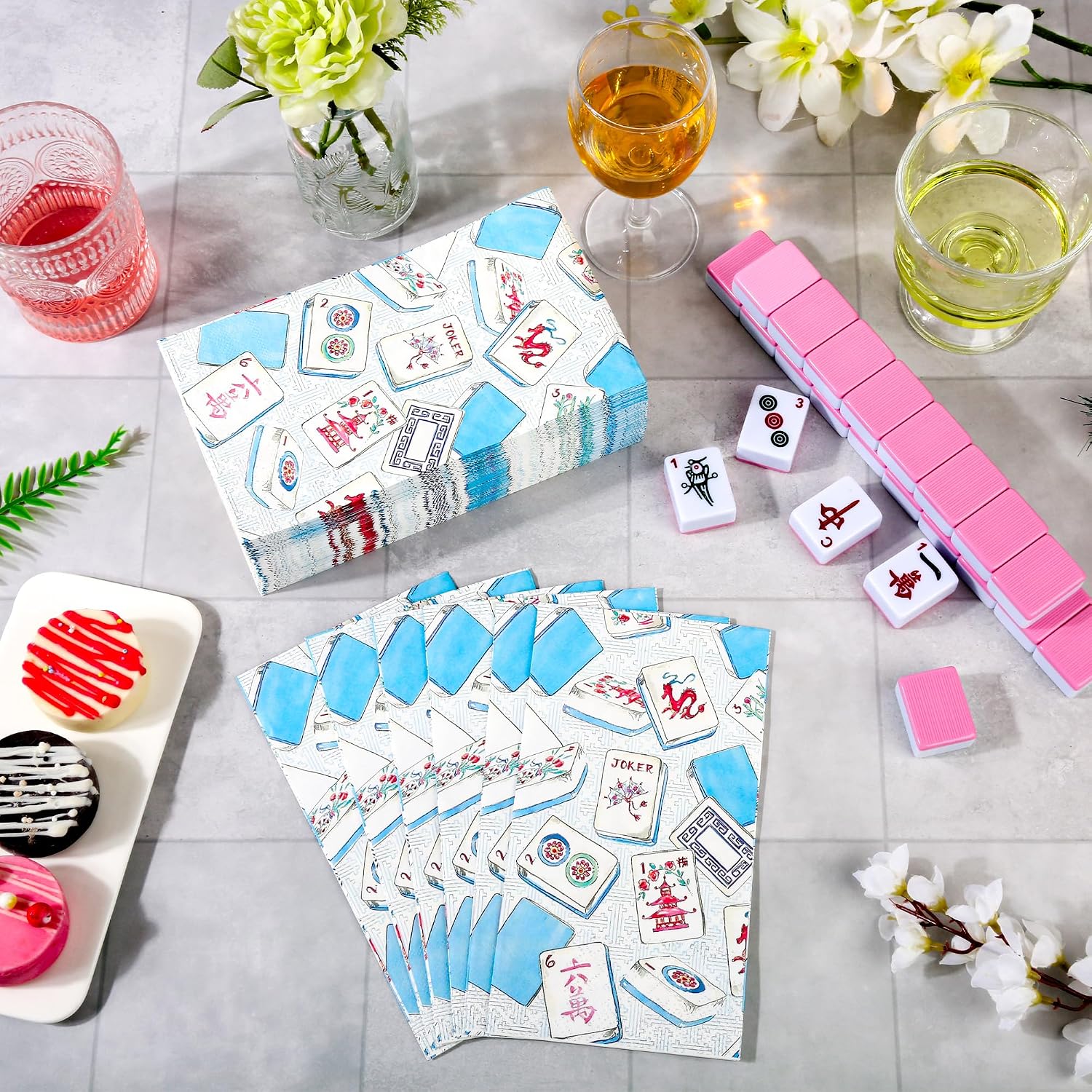 100 Pcs Mahjong Paper Napkins Mahjong Disposable Guest Napkin image 4