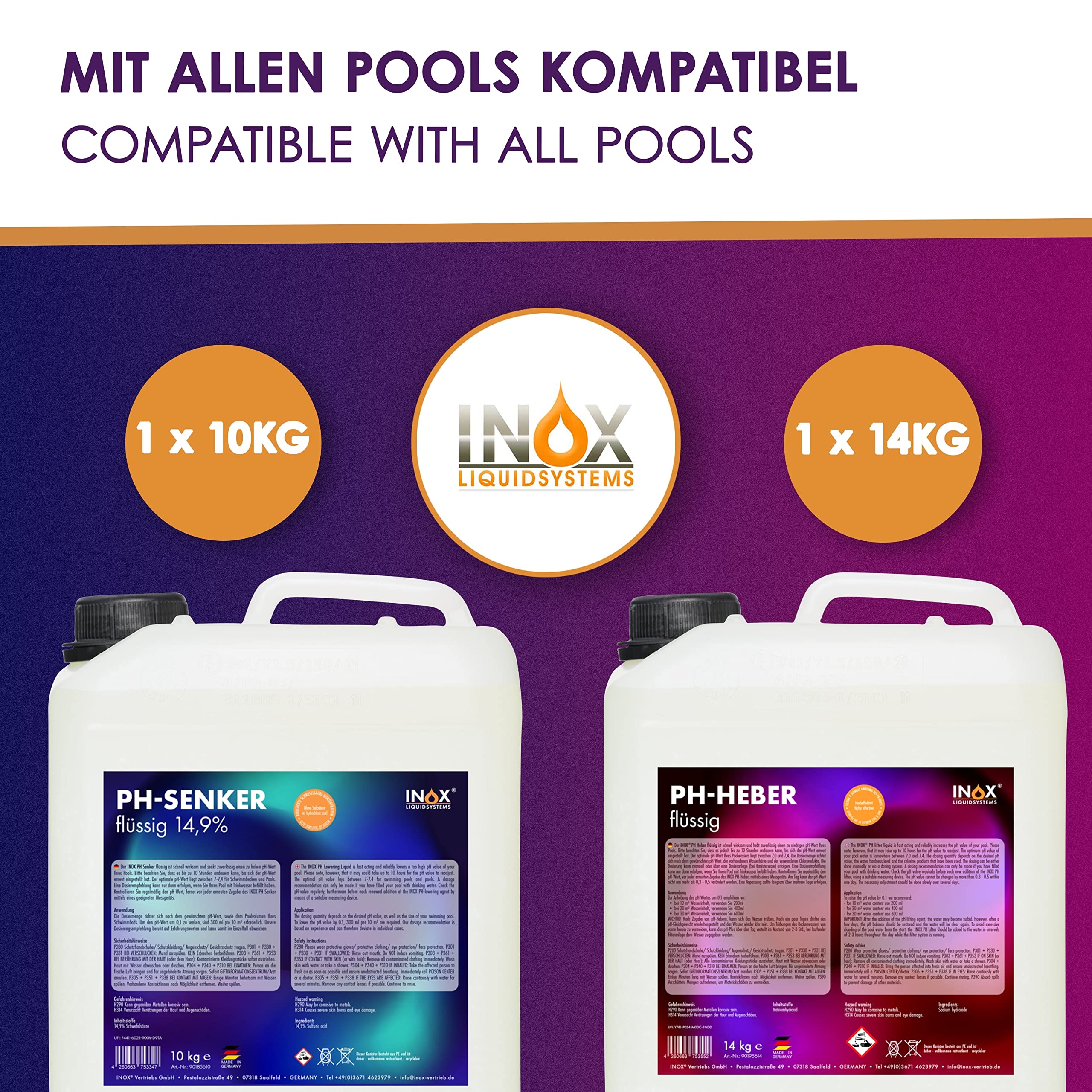 Ph Plus FLOTEX PH Minus Flüssig 20KG | PH Senker Für Pool & Whirlpool | Made In Germany | Einfache Dosierung Ph Senker Pool