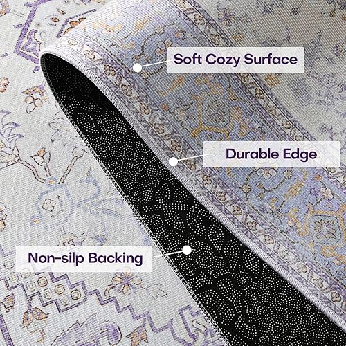 Miniatura 9 de YJ.GWL Alfombra vintage de 2 x 6 pulgadas, lavable con estampado floral, para pasillo, cocina, lavandería, alfombra suave de pelo bajo para entrada,