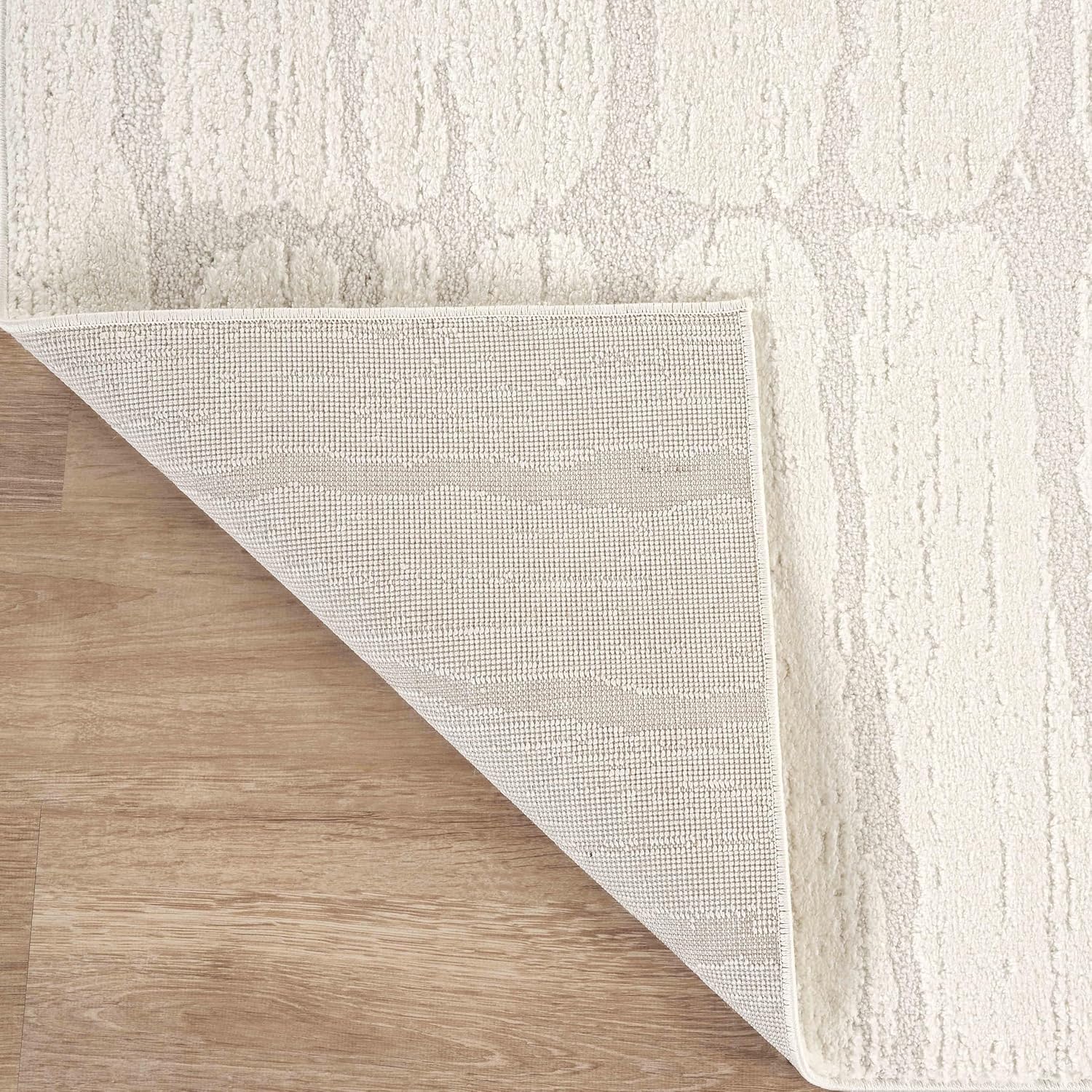 Abani Nomad Collection Cream Area Rug, 4' x 6' – Textured Linear Design, Non-Shedding, Easy to Clean, Durable for Living Rooms, Bedrooms & Offices