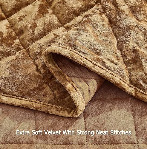 Miniatura 7 de Chezmoi Collection Lux - Juego de edredón de terciopelo dorado caramelo, tamaño King, 3 piezas, ropa de cama de terciopelo desgastado de felpa para