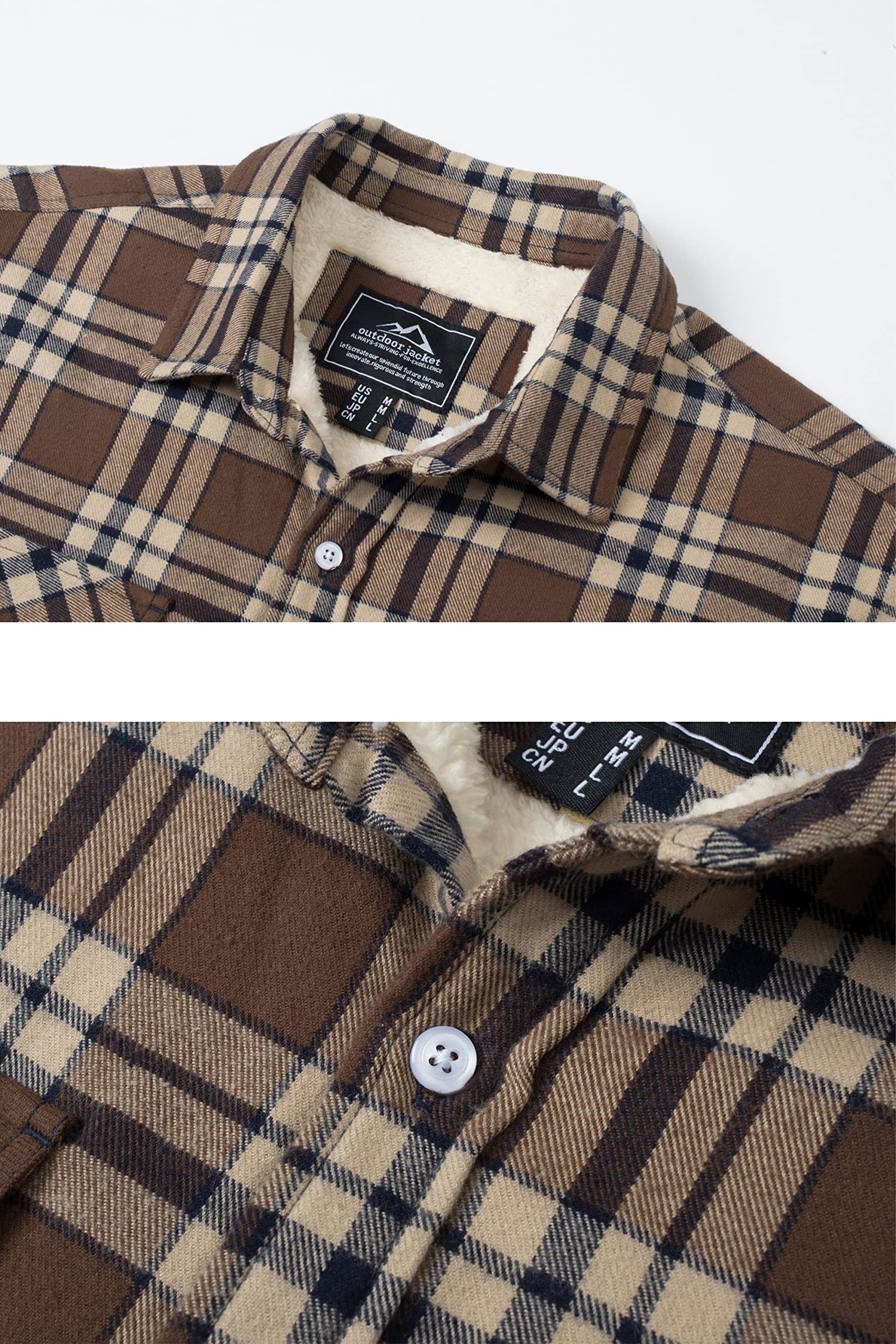 TACVASEN Uomo Camicia Termica in Pile Camicia di Flanella Camicia da Boscaiolo Casual Giacca