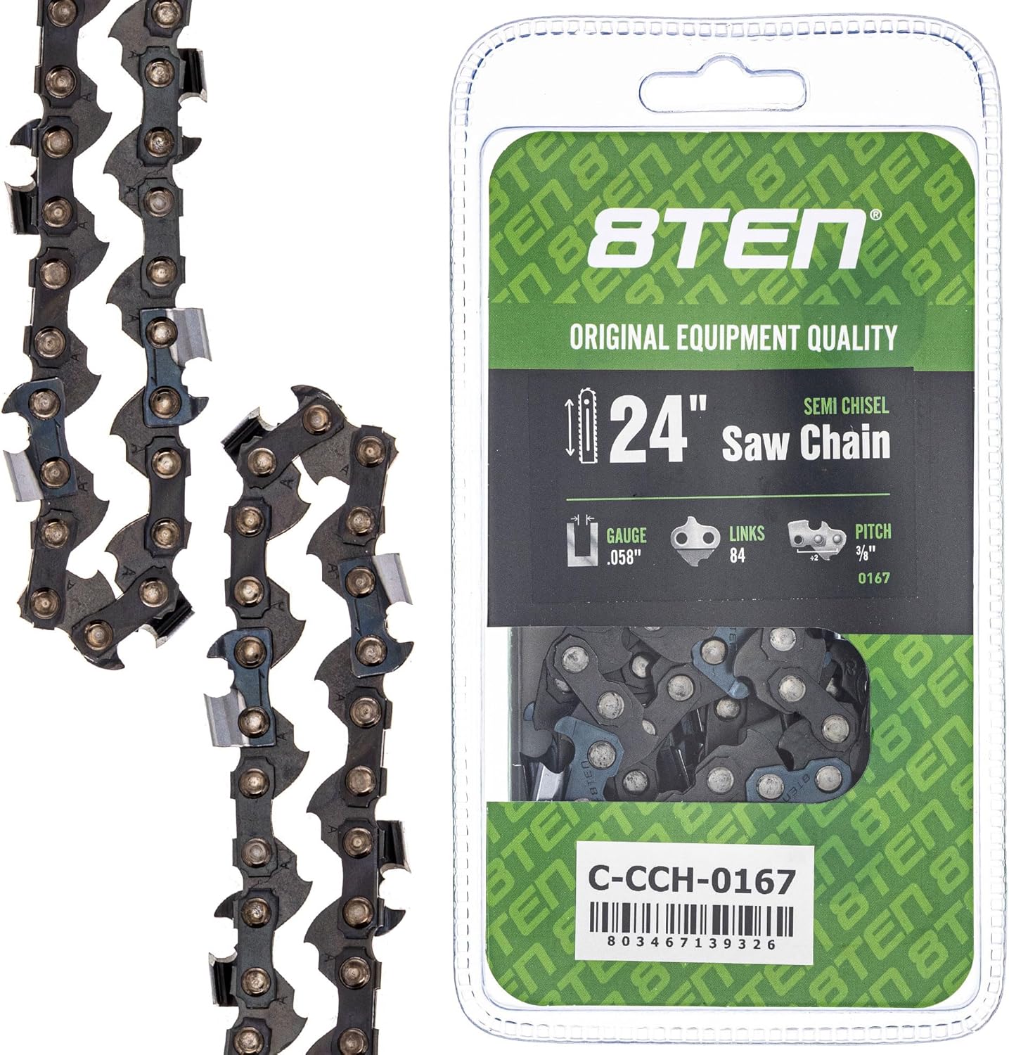 8TEN 24" Chainsaw Guide Bar & Chain .058 3/8 84DL for Husqvarna 372XP Echo Jonsered Makita Dolmar 596007584 591151584