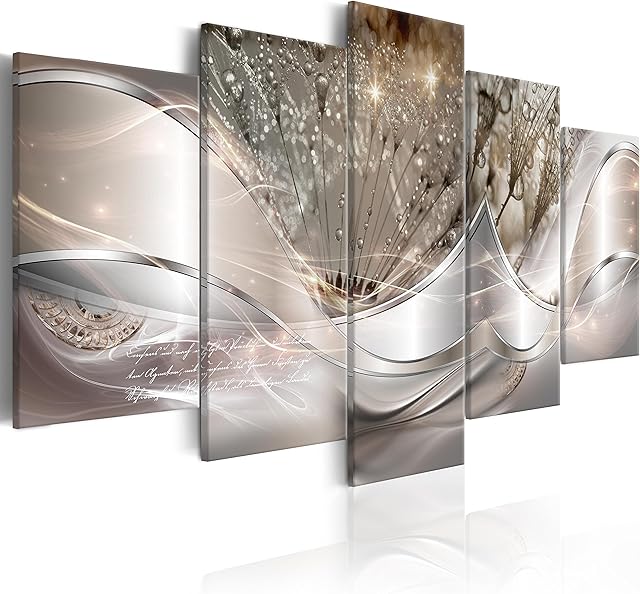 murando Canvas Wall Art Abstract Flowers 200x100 cm / 79"x40" - 5 pcs Non-woven Canvas Prints Image Framed Artwork Painting Picture Photo Home Decoration Dandelion a-C-0087-b-n