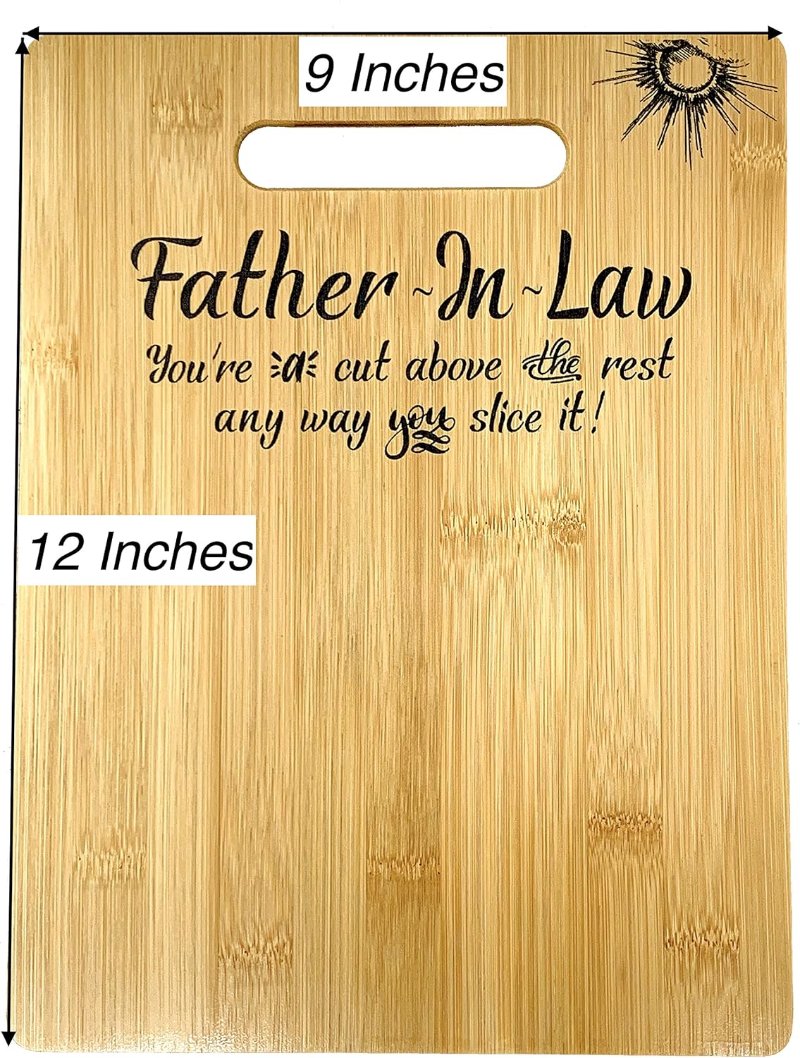 Gift for Father-in-Law Birthday, Christmas, father’s day Engraved Bamboo Cutting board 9” x 12”