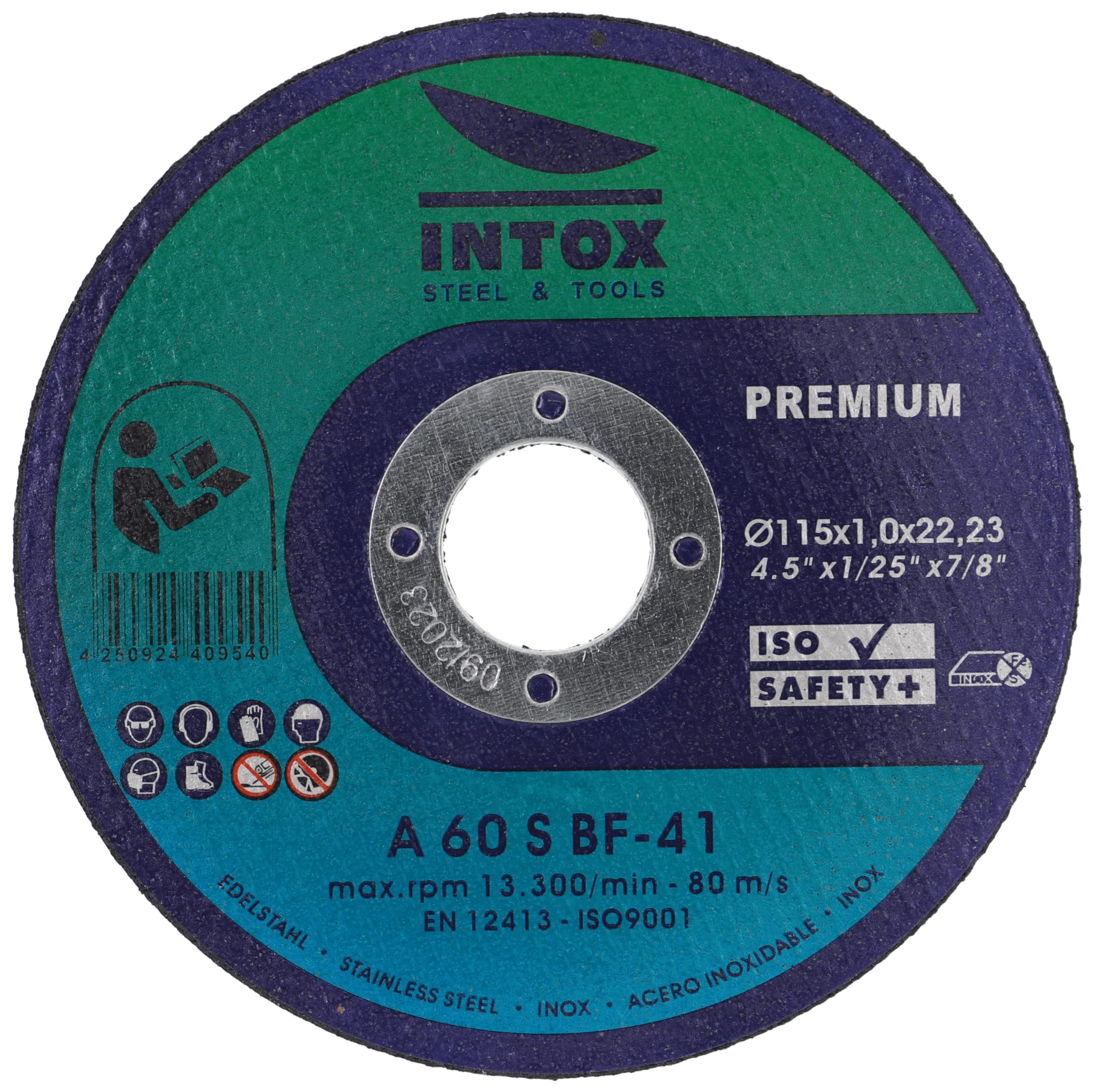 INTOX Discos de corte 115 mm x 1,0 mm, 100 unidades, acero inoxidable y acero inoxidable
