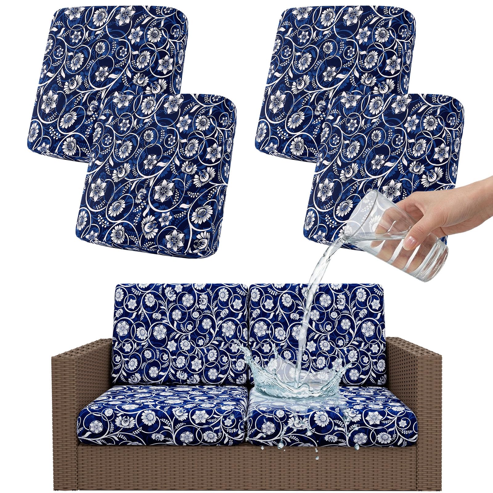 Smiry Waterproof Patio Cushion Covers, Stretch Outdoor Furniture Covers