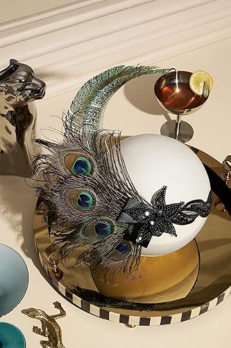 Miniatura 2 de Babeyond Cinta para la cabeza estilo década de 1920con pluma de pavo real diadema de los años 20 lentejuelas  Estilo 04 talla única  Negro