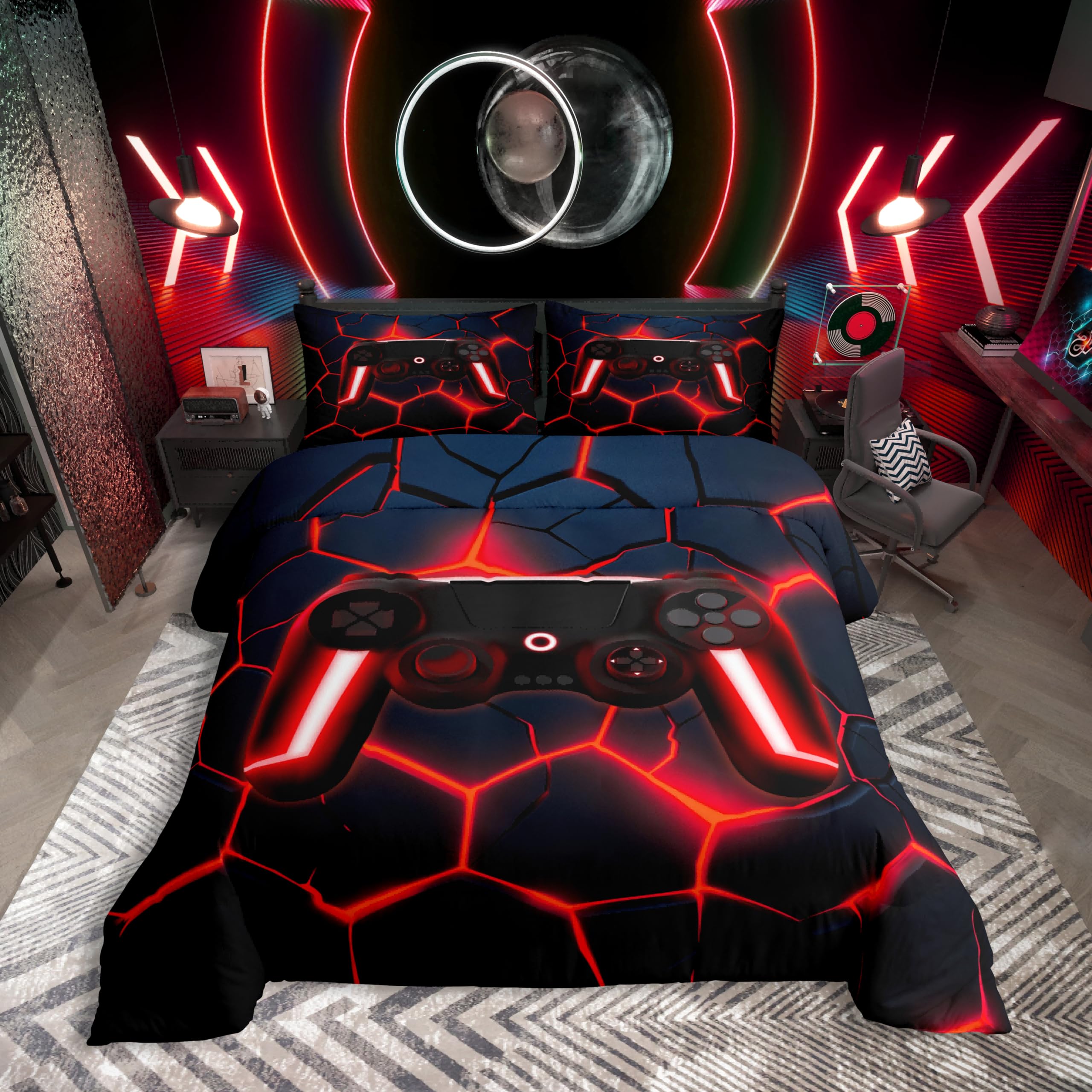 Parure de lit de jeu 135x200 cm avec housse de couette gamer enfant et ado