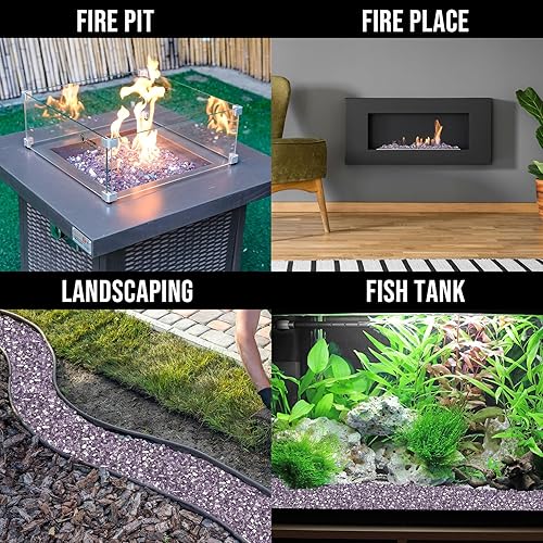 Miniatura 89 de Skyflame 4.53 kg de vidrio resistente al fuego, de 1.27 cm, de brillo intenso para paisajismo de chimenea, lugar para fogatas, Platino reflectante