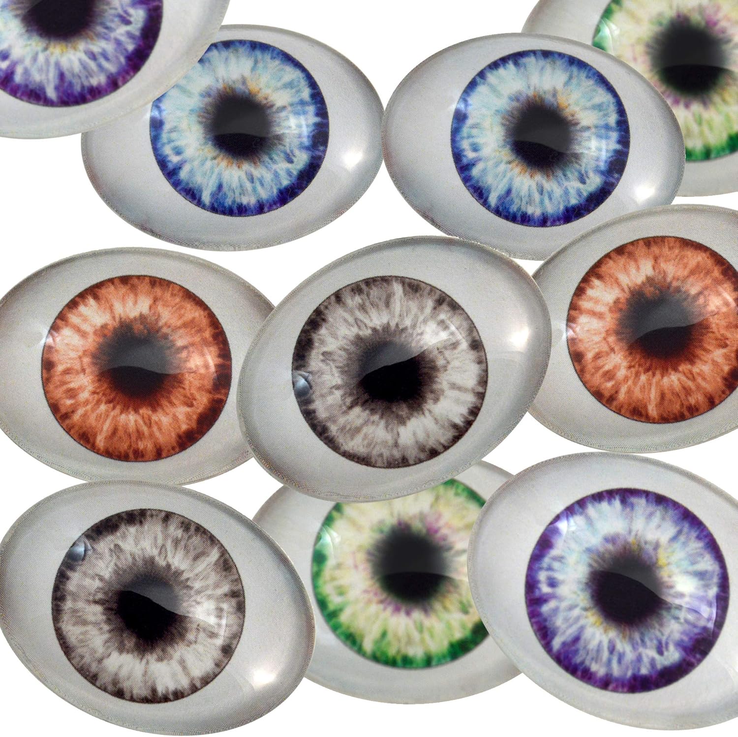 30mm x 40mm Doll Oval Glass Eyes 5 Pair Bulk Wholesale Lot Bundle Fantasy Taxidermy Art Dolls Making or Jewelry Crafts