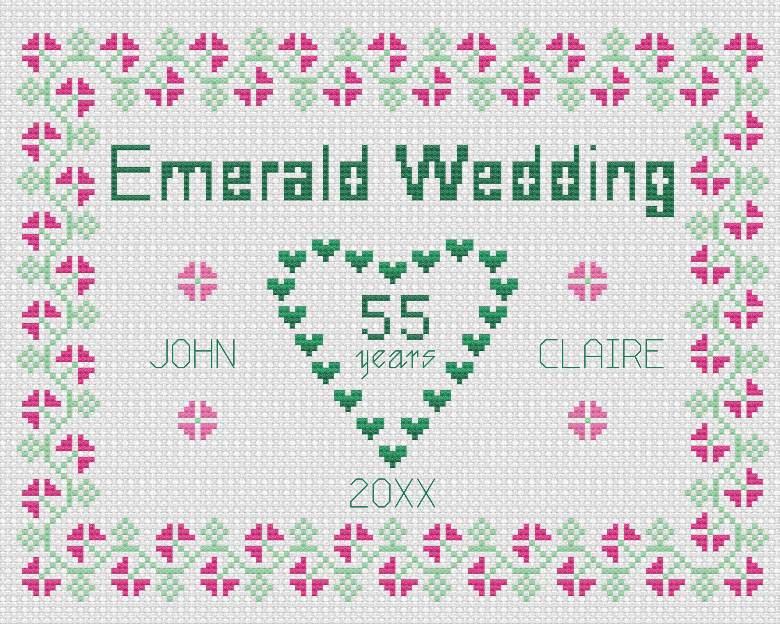 Emerald Wedding Anniversary Cross Stitch Kit