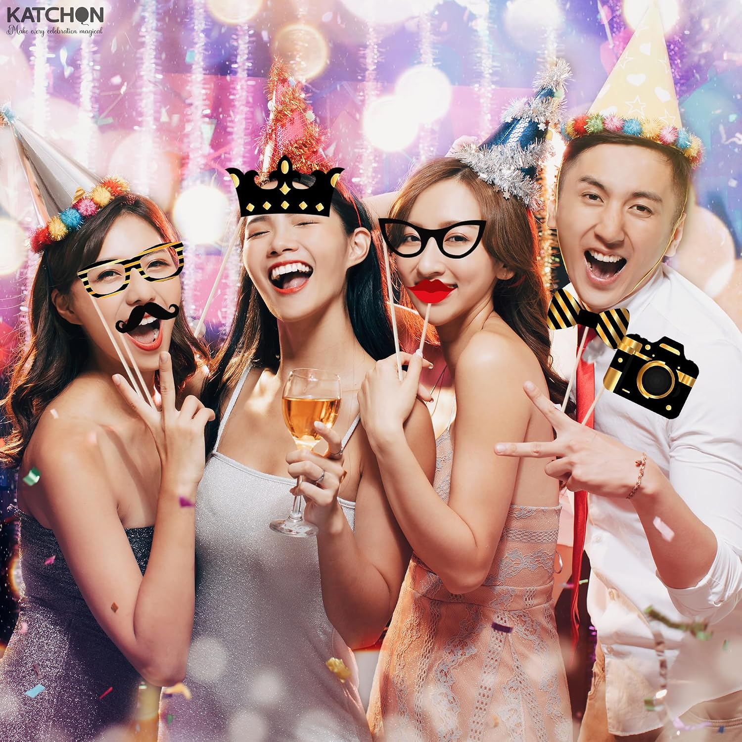 KatchOn, New Years Photo Booth Props 2026 - Pack of 30 | New Years Eve Party Supplies 2026 | Happy New Years Decorations 2026 | NYE Photo Booth Props for NYE Decorations 2026