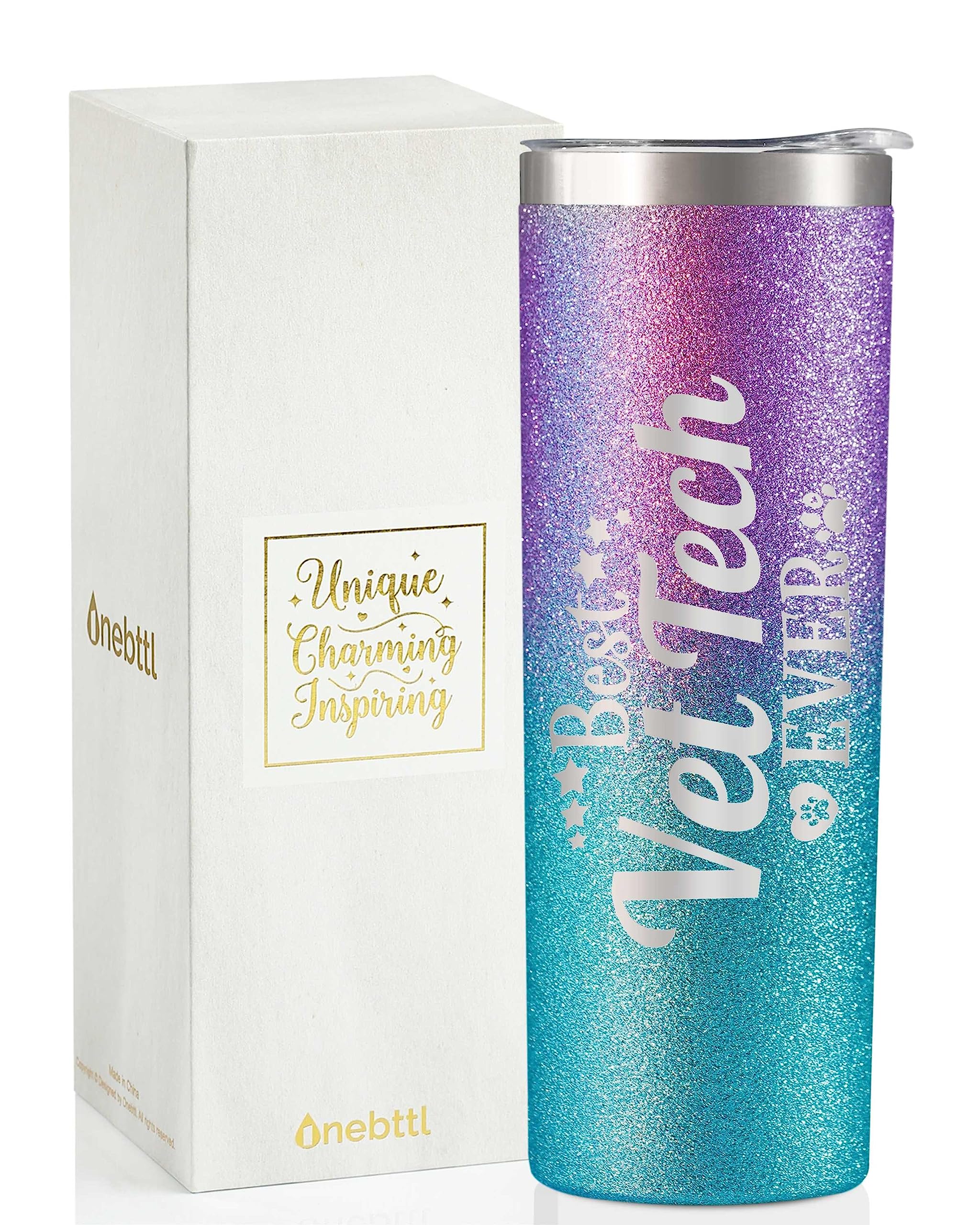 OnebttlOnebttl Vet Tech Gifts for Wowen, Gifts for Veterinary Technologists on Vet Tech Week, Birthday and Christmas, 20oz Insulated Stainless Steel Tumbler - Best Vet Tech Ever