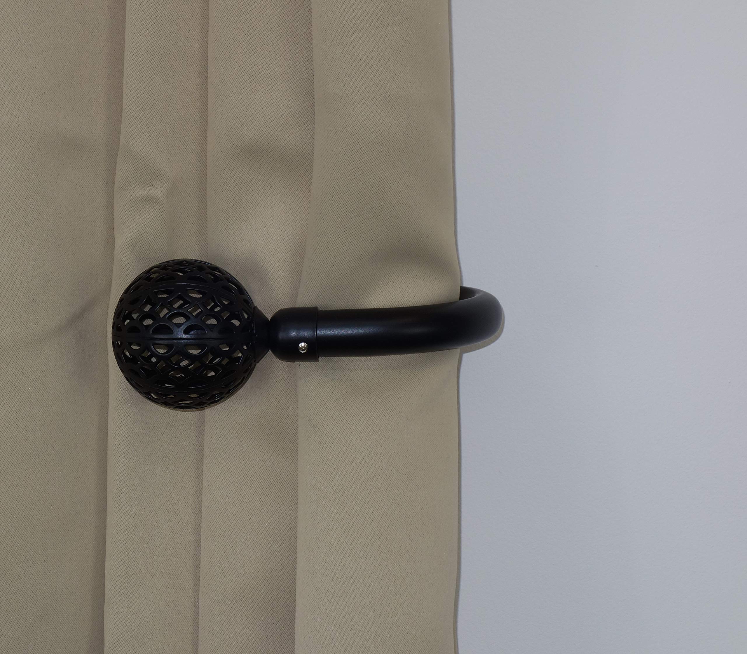 Home Harmony Decorative Curtain Holdbacks Wall Mounted Curtain Tie Backs Pack of 2 Availablie in Black or Silver (Black, Sphere Geo) โ image 1