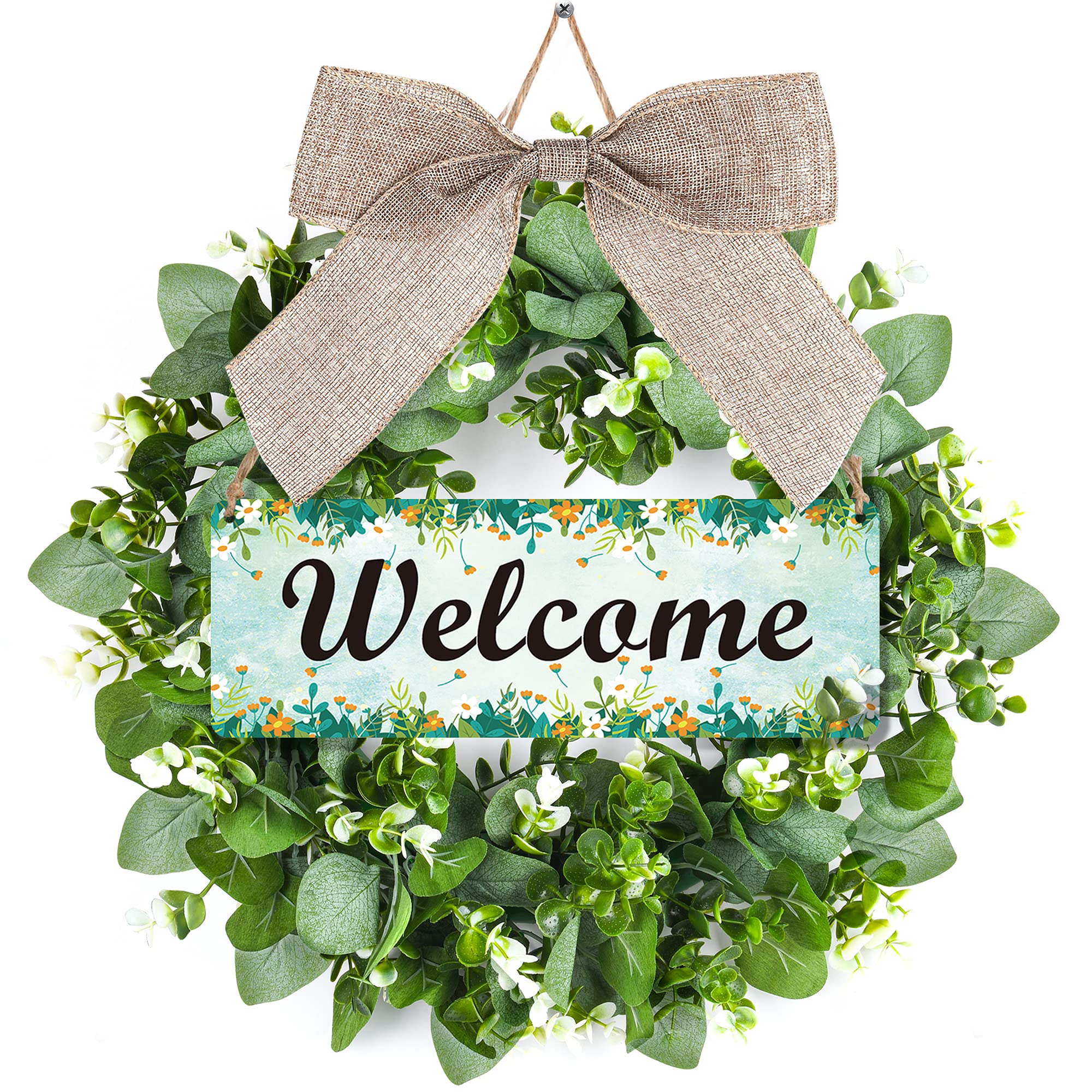 Buy Front Door Wreaths for Front Door 16 inch with Sign Spring Summer Farmhouse Outdoor