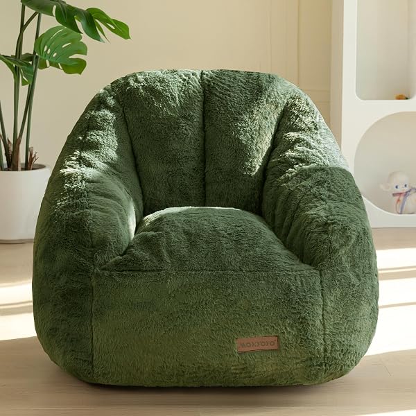 MAXYOYO Kids Bean Bag Chair, Comfy Bean Bag Sofa with Back Support, Faux Fur…