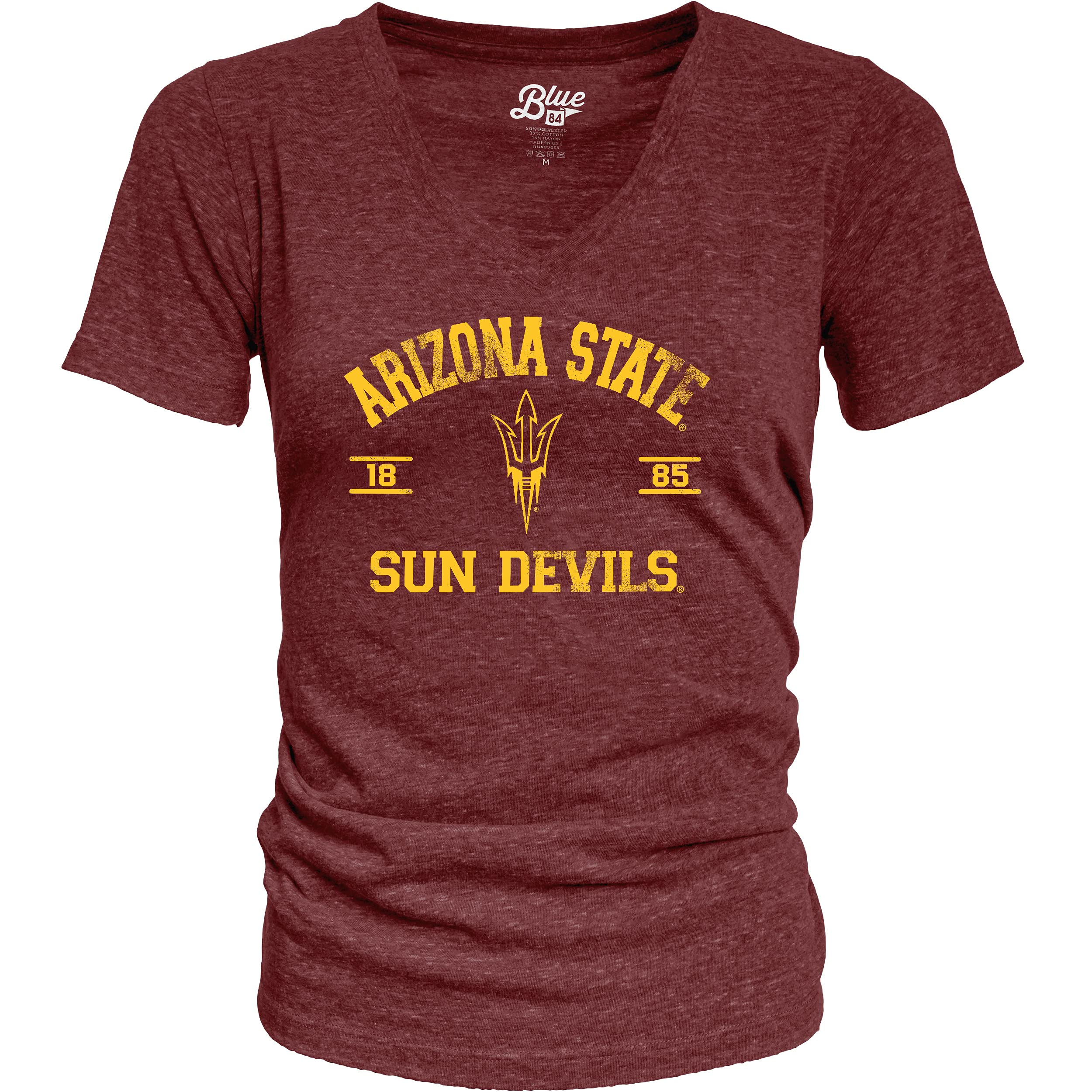 Blue 84 Women's Arizona State Sun Devils T Shirt Tri-Blend Mascot, Arizona State Sun Devils Maroon, Large