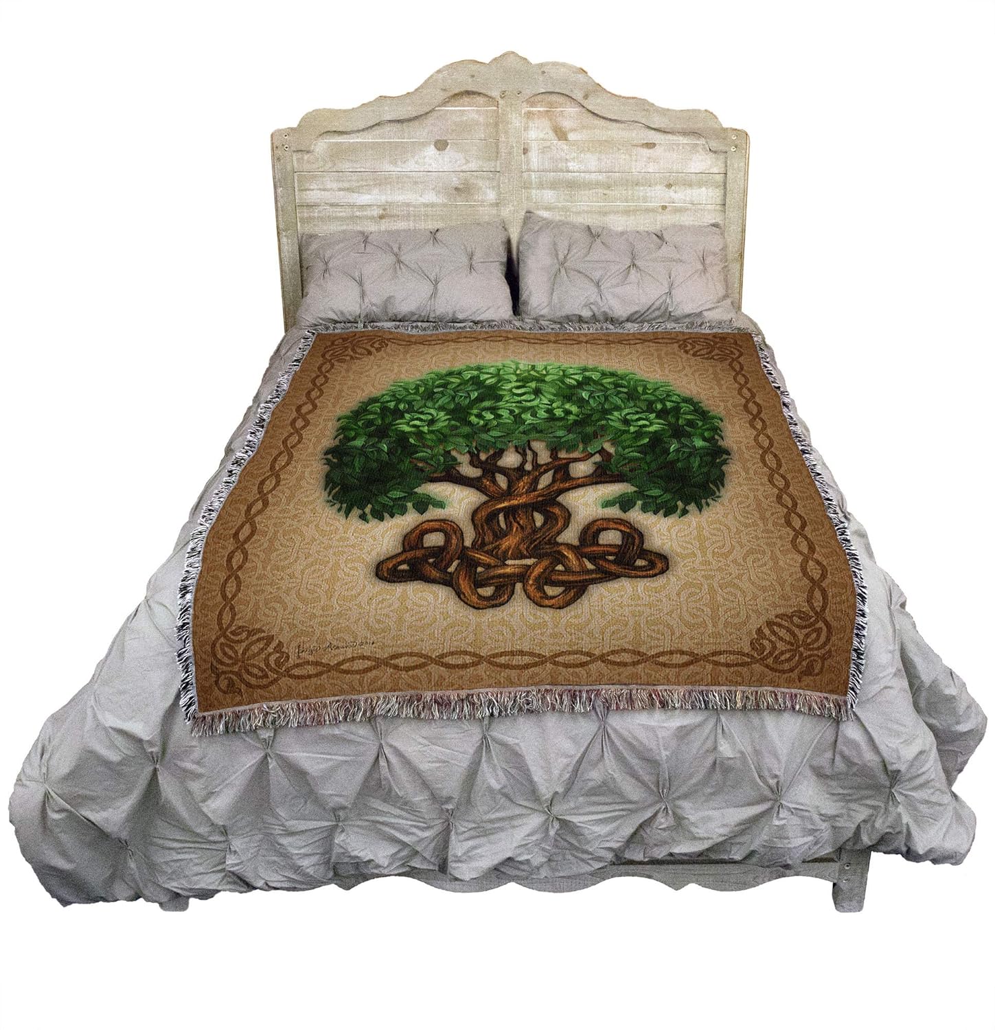 Pure Country Weavers Celtic Tree of Life Blanket by Brigid Ashwood - Gift Tapestry Throw Woven from Cotton - Made in The USA (72x54)