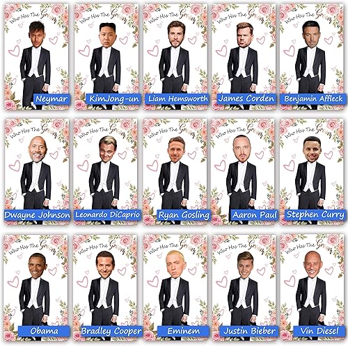 Miniatura 4 de ukebobo Juegos florales para despedida de soltera - Quién tiene el novio Tarjetas de celebridades para raspar boletos Juego de despedida de soltera