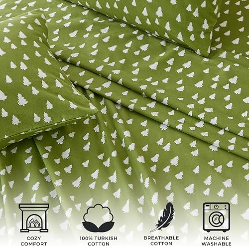 Miniatura 3 de Great Bay Home Juego de sábanas de franela de 4 piezas, 100% algodón turco, tamaño matrimonial, para invierno, sábanas y fundas de almohada, sábanas