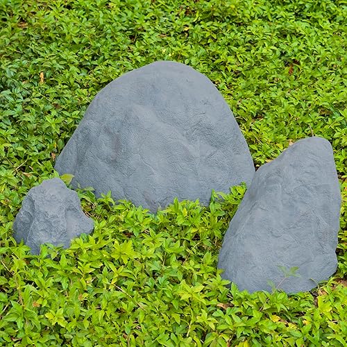Miniatura 7 de Piedra artificial decorativa para exteriores, resistente a la intemperie, piedra artificial de fibra de vidrio gris granito, en forma de encanto