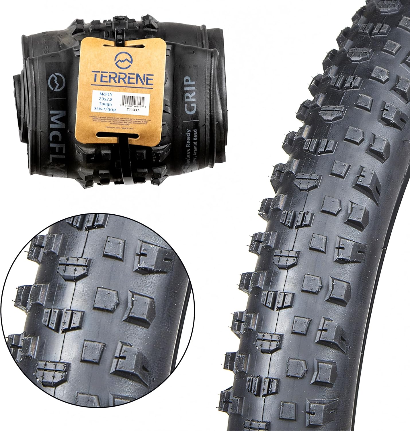 Tires for Mountain Bike Terrene - McFly Grip Mountain Bike Tires with TekShield Casing and 60 TPI for Bike - Tire with Rugged Mountain Biking Trails for Bicycle - Bike Accessories
