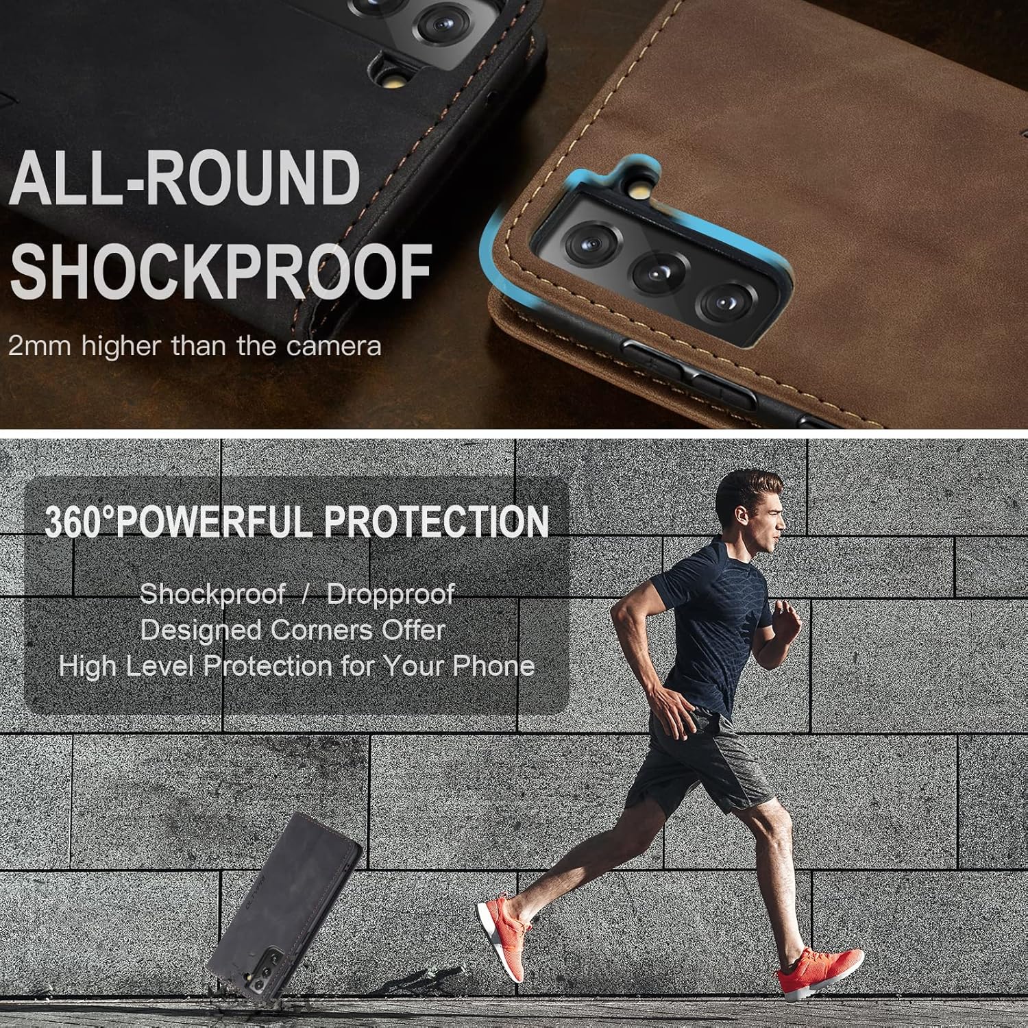 QLTYPRI Case for Samsung Galaxy S23 Plus, Vintage PU Leather Wallet Case Card Slot Kickstand Magnetic Closure Shockproof Flip Folio Cover for Samsung Galaxy S23 Plus - Black - Image 5