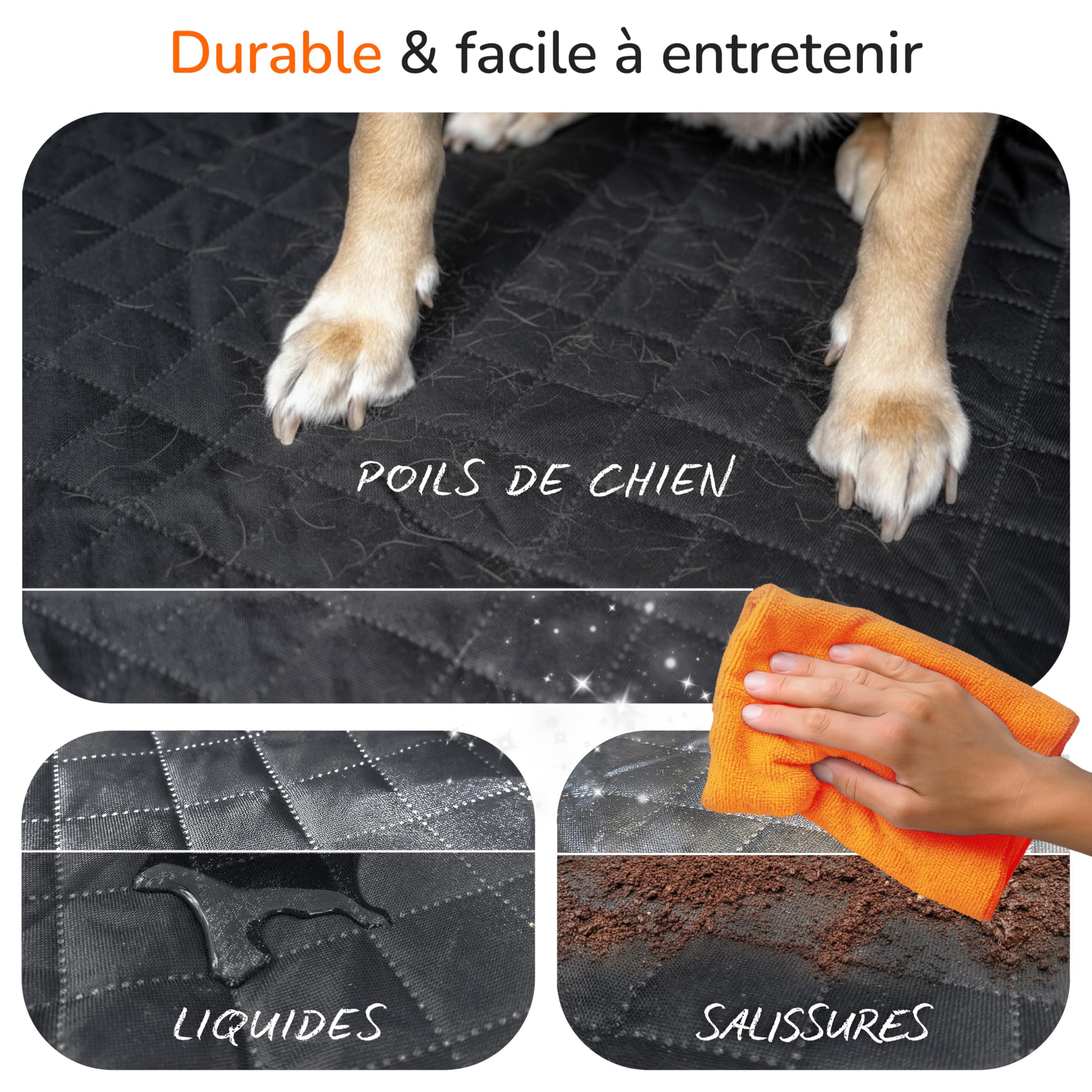 Upgrade4cars Couverture pour chien pour banquette arrière de voiture imperméable et rembourrée | Couverture de protection pour siège arrière de chien | Couverture de siège arrière