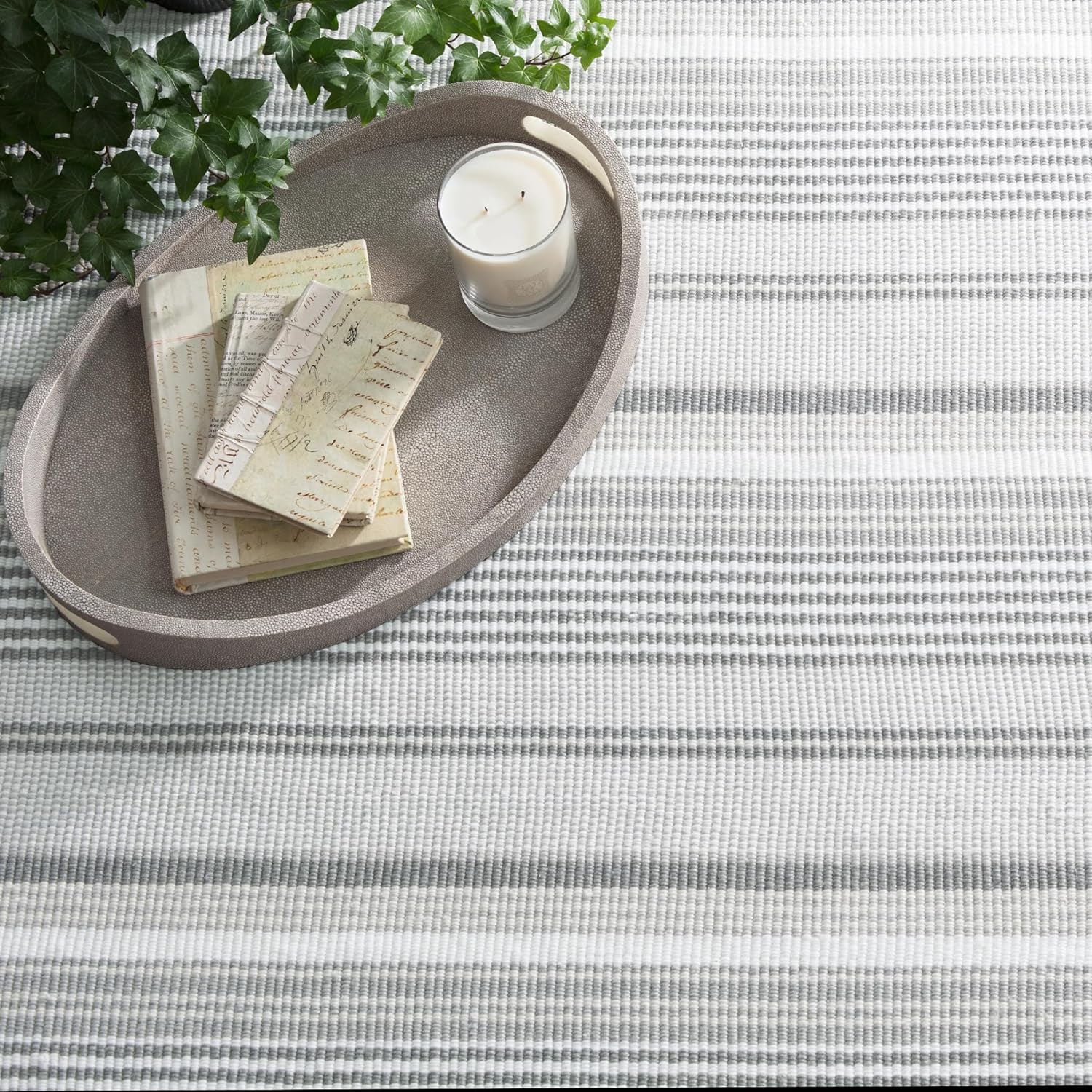Dash & Albert Gradation Ticking Handwoven Cotton Rug, 6 X 9 Feet, Grey Stripe Pattern