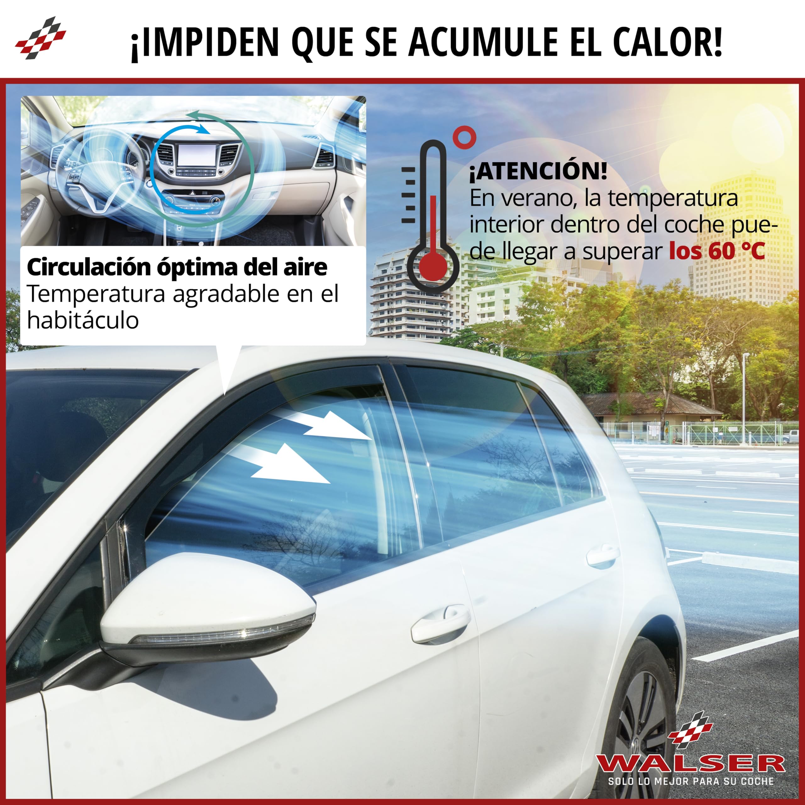 WALSER deflector de viento compatible con Porsche Cayenne (9PA) 09/2002-12/2010, VW Touareg 10/2002-01/2013