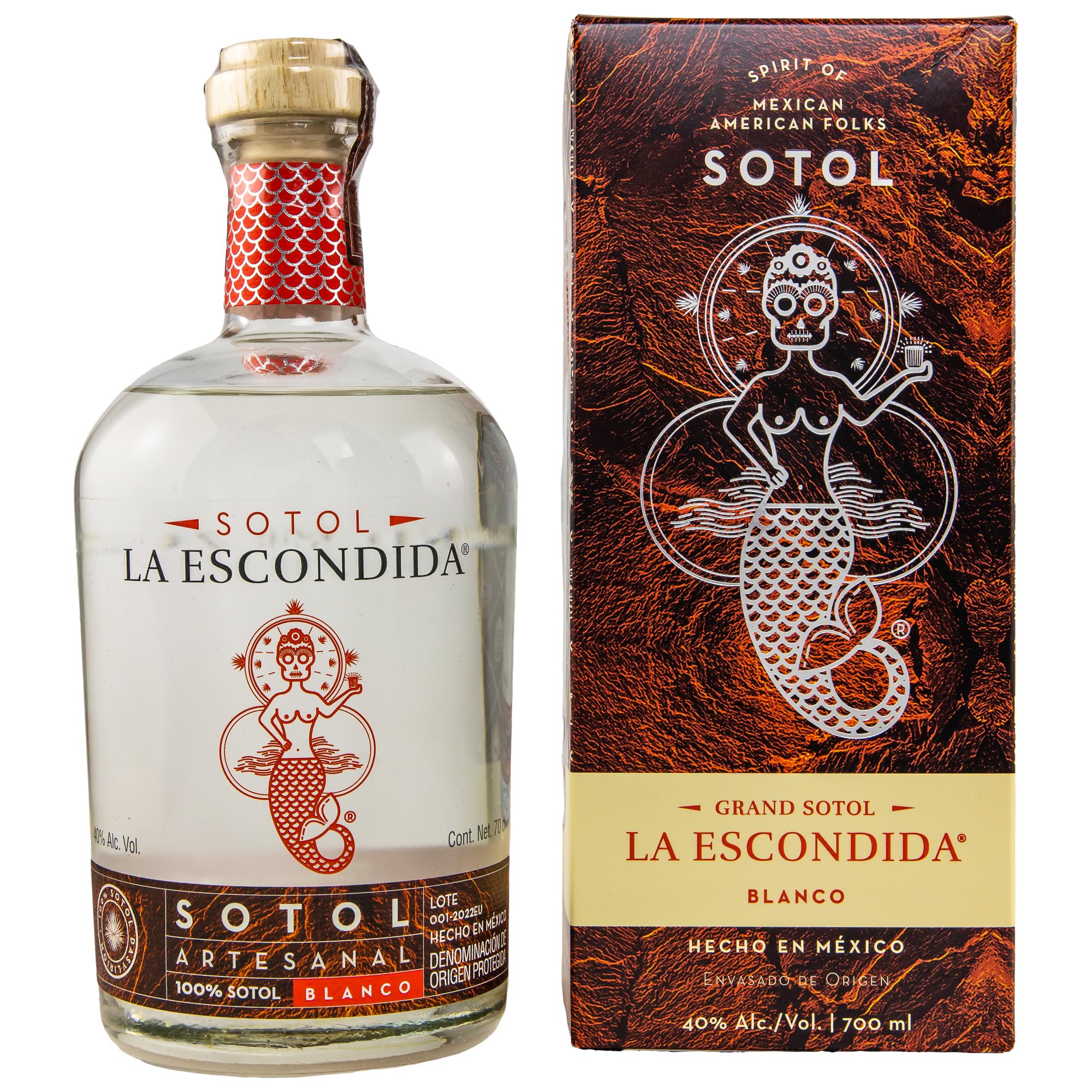 La Escondida Sotol Artesanal Blanco 40% Vol. 0,7l in Giftbox