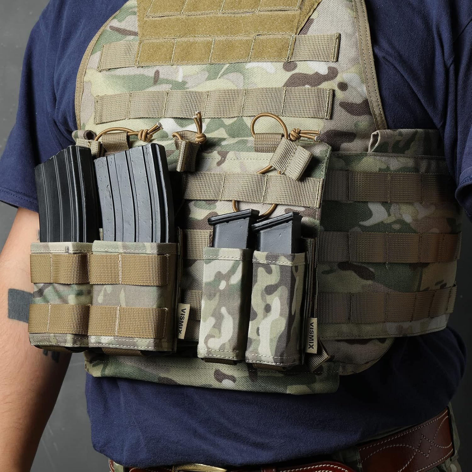 VISMIX Pistol Magazine Pouch, Double 9mm Mag Pouch with Quick Release Kydex Insert and MOLLE Compatible