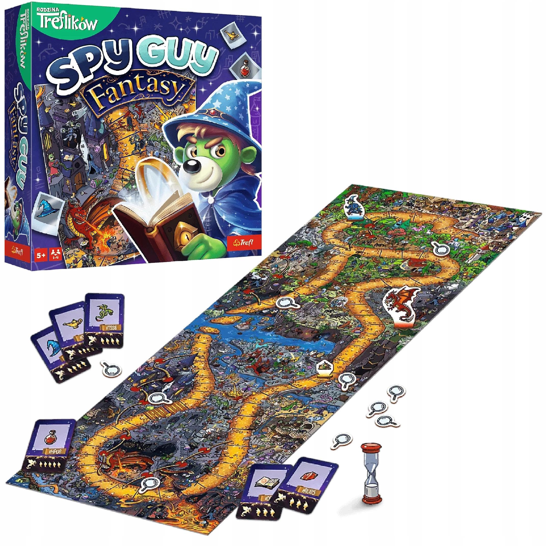 Trefl - Spy Guy Fantasy - Cooperative Observation Game, Witchcraft World and Fairytale Creatures, Circumstantial Search, Huge Board, Family Board Game for Adults and Kids to