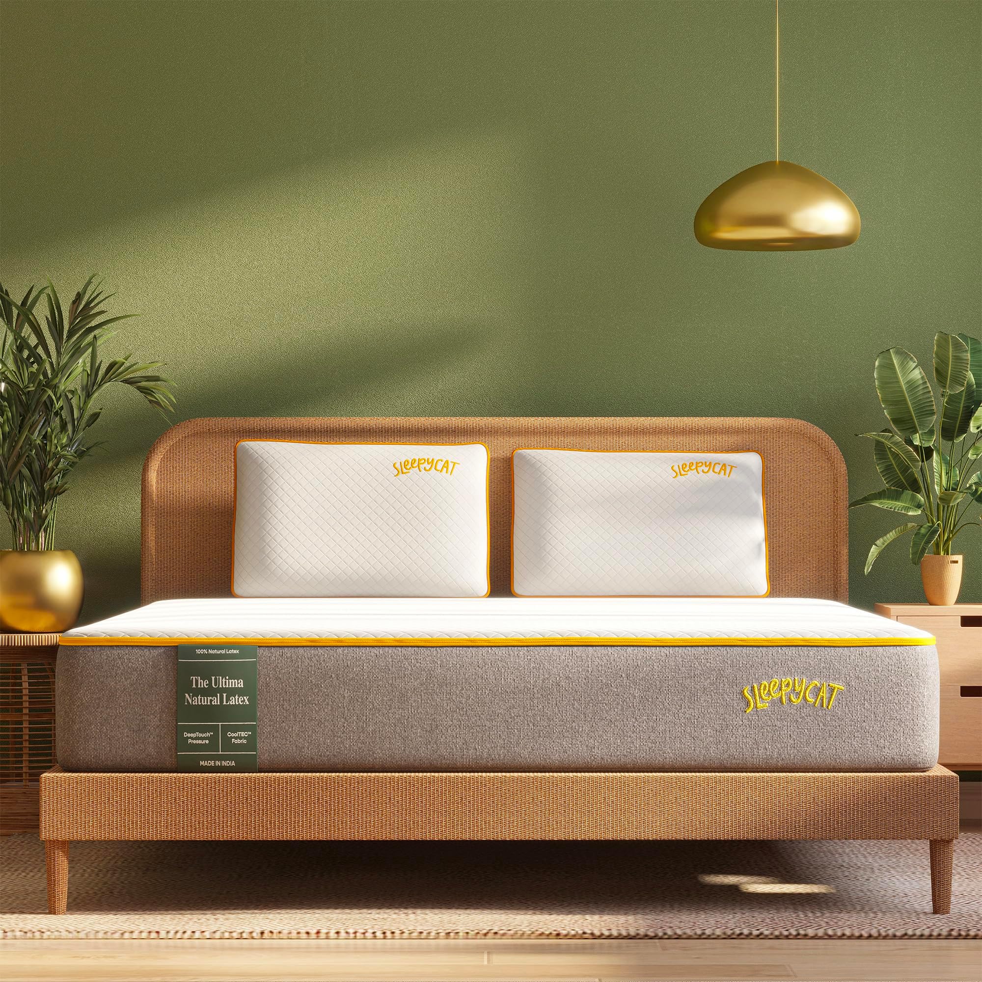 SleepyCat Ultima Natural Latex Mattress - Medium Soft | eco-INSTITUT Certified - 100% Organic Latex | Washable Zipper Cover | Queen Bed Mattress (Queen Size, 75x60x8 Inches)