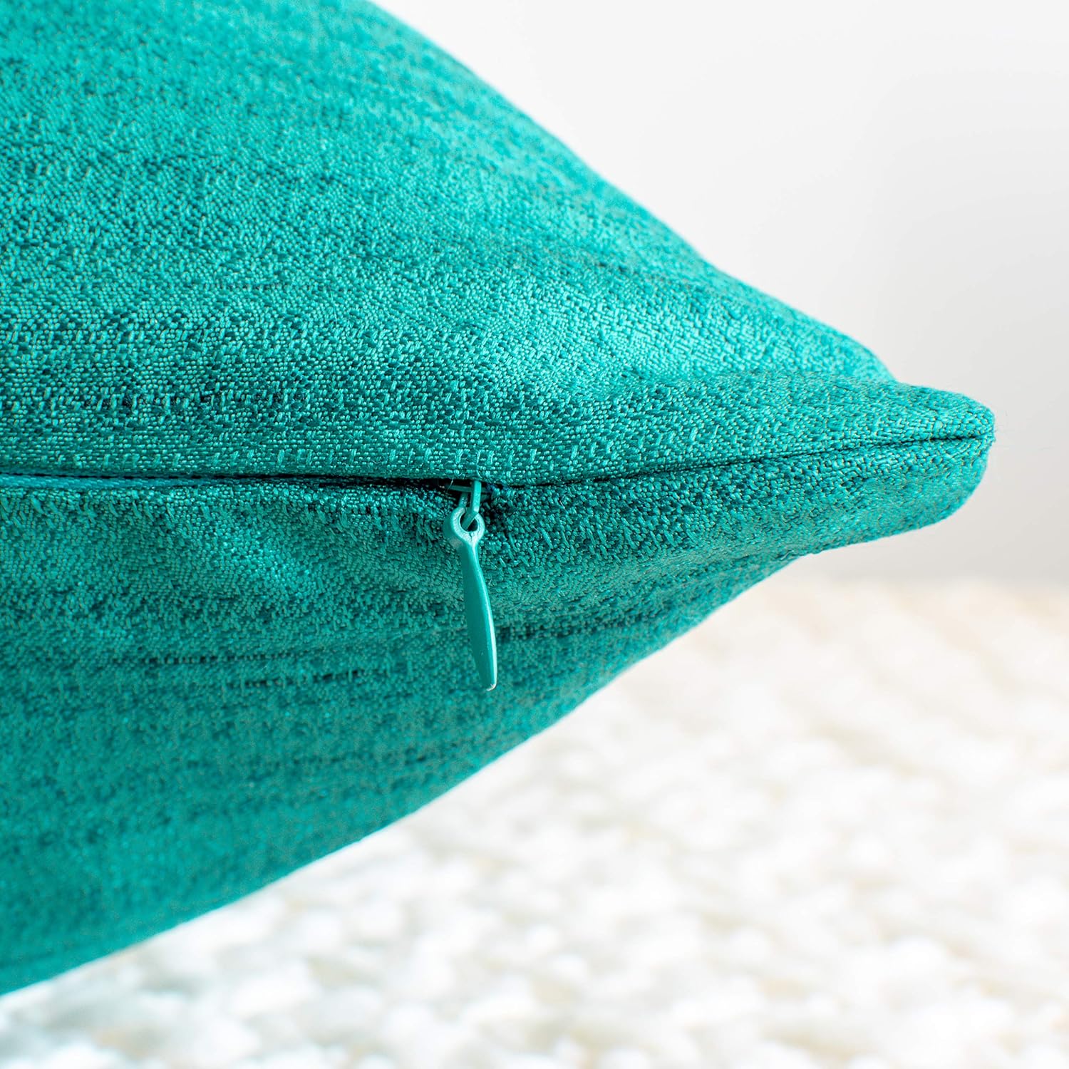 The White Petals Dark Teal Throw Pillow Cover - (20x20 inch) | Decorative, Washable Cushion Covers for Couch, Sofa, Bedroom, Living Room - Pack of 2