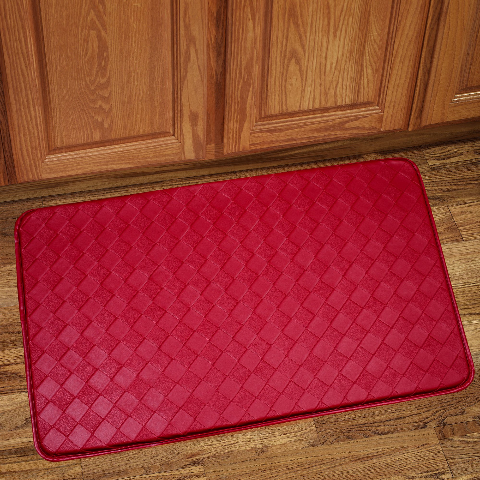 Sweet Home Collection Memory Foam Anti Fatigue Kitchen Floor Mat Rug, Diamond Red, 30