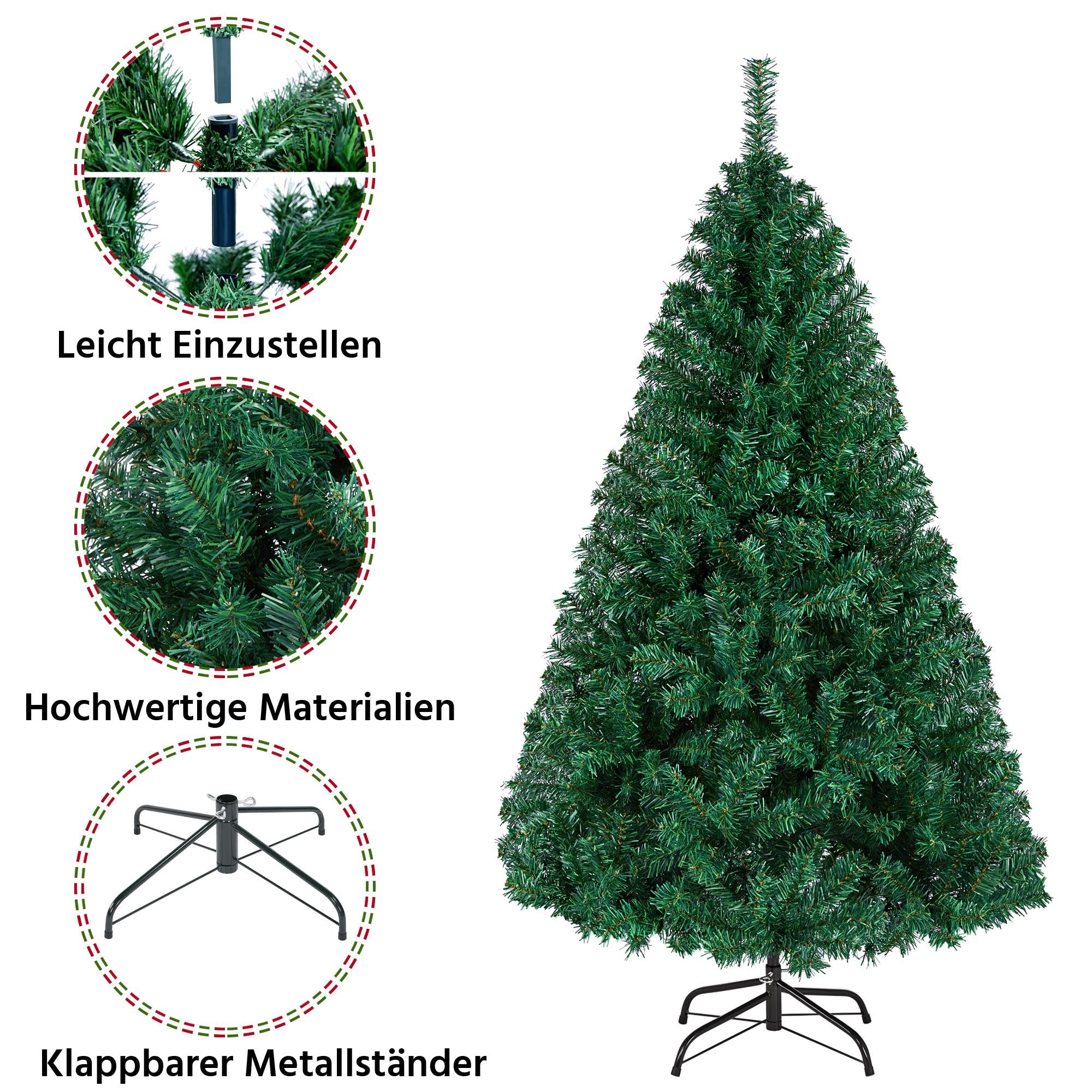 Yaheetech Sztuczna choinka 150 cm (Ø ok. 98 cm) z ok. 718 gałązkami, choinka wykonana z drewna świerkowego, wraz z metalowym stojakiem, szybki montaż, składana