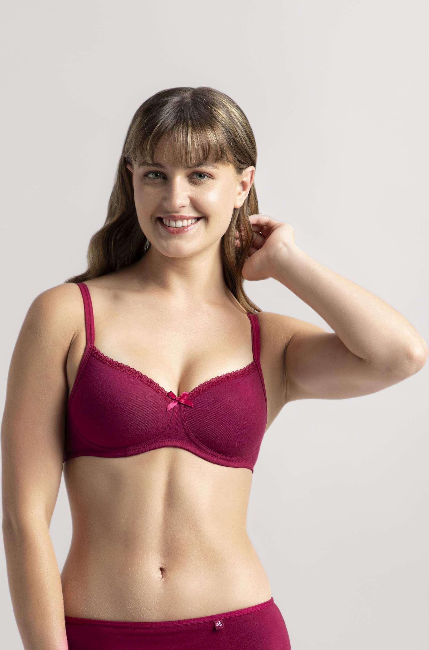 Jockey FE23 Women's Wirefree Padded Super Combed Cotton Elastane Stretch Medium Coverage Multiway Styling T-Shirt Bra with Detachable Straps