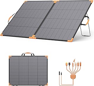 200 Watt Tragbares Solarpanel, 20-V-bifaciales Faltbares Solarladegerät, 23,5% hoher Wirkungsgrad für Kraftwerke, IP68 wasserdicht mit 2 stabilen Stützen für Wohnmobile