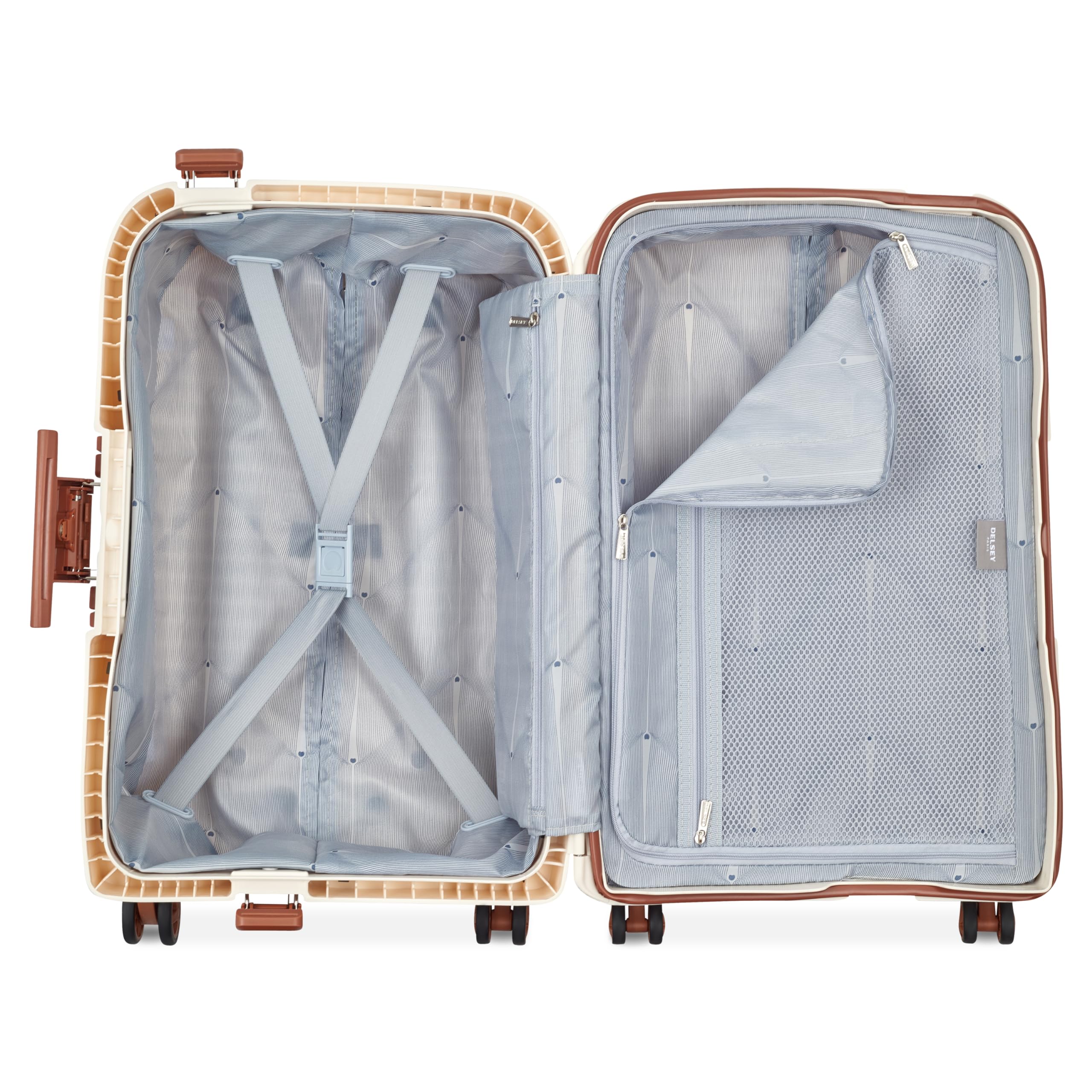 DELSEY Paris - MONCEY - Valise Cabine Rigide Matière Recyclée et Recyclable - 55x35x25 cm - 38 litres - S - Angora